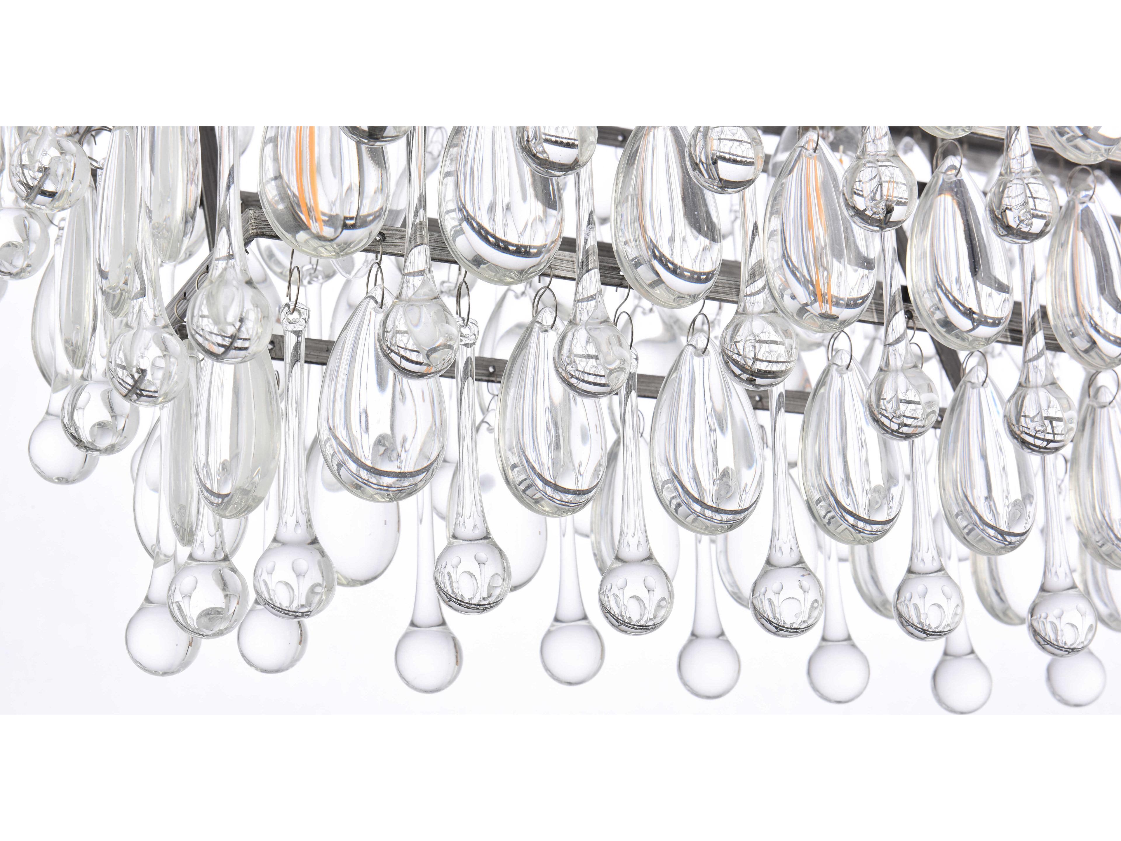 Elegant Lighting Nordic 6-Light Antique Silver Crystal Glass Linear Island Pendant