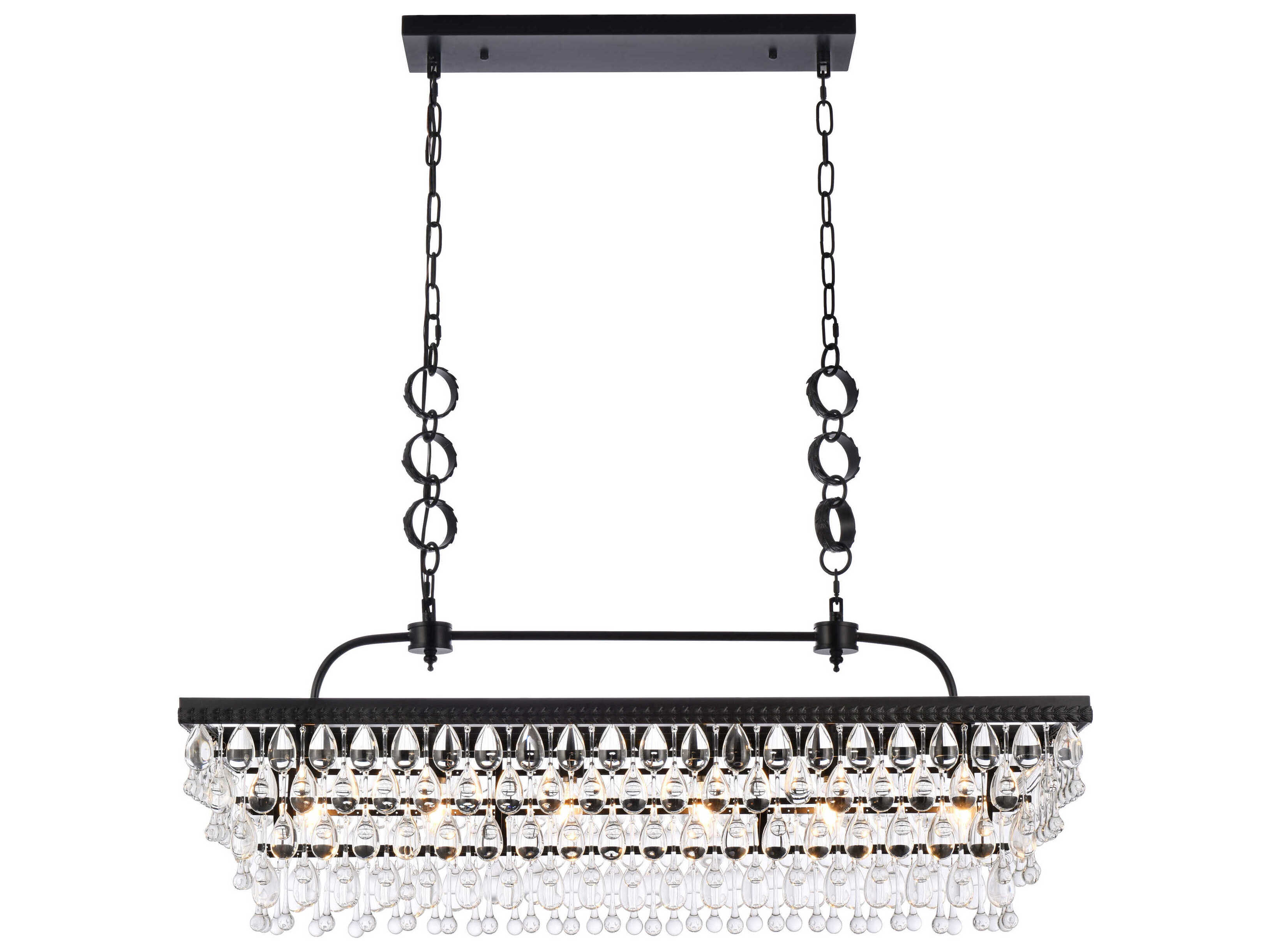 Elegant Lighting Nordic 6-Light Black Crystal Glass Linear Island Pendant