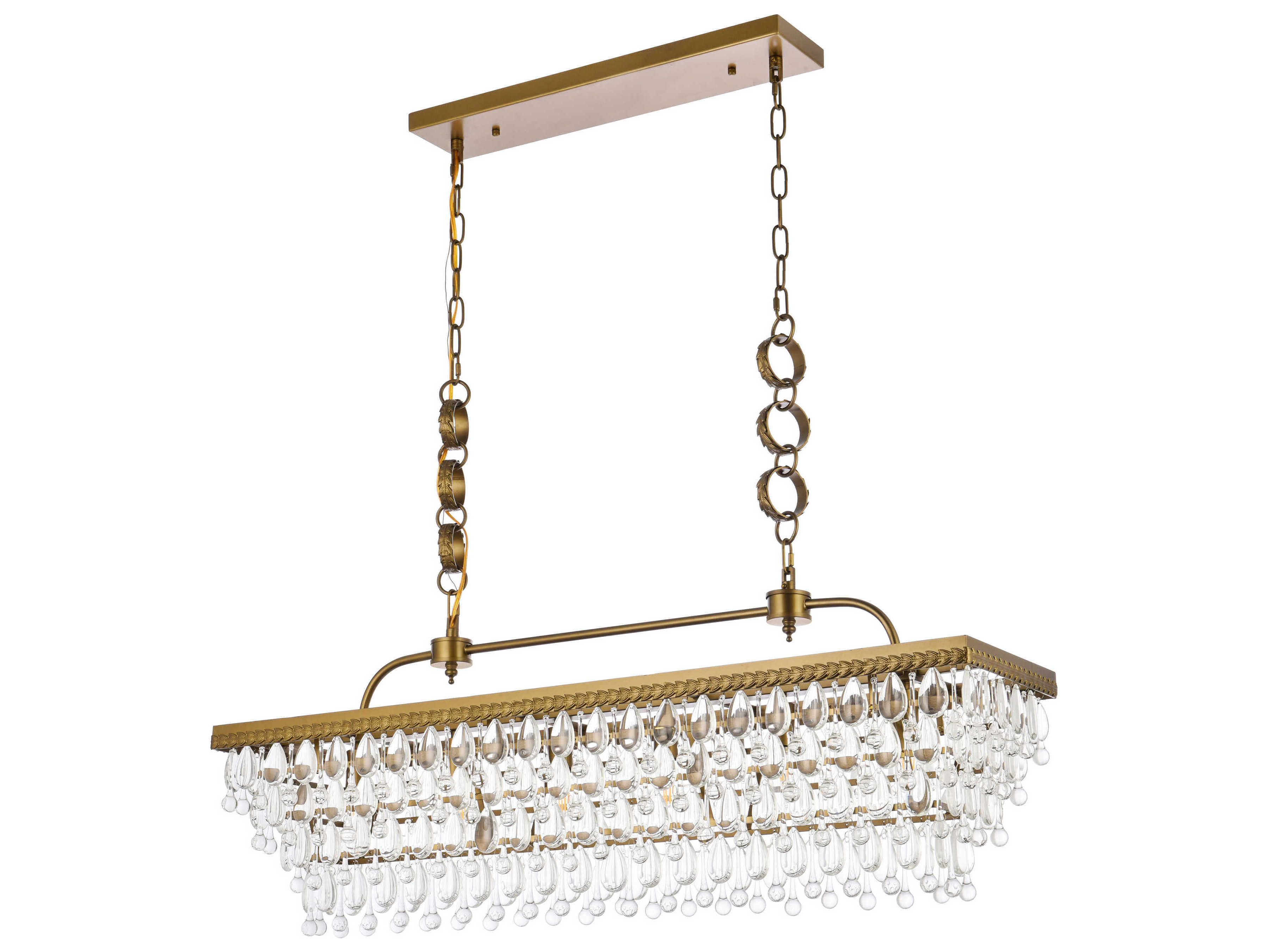 Elegant Lighting Nordic 6-Light Brass Crystal Glass Linear Island Pendant