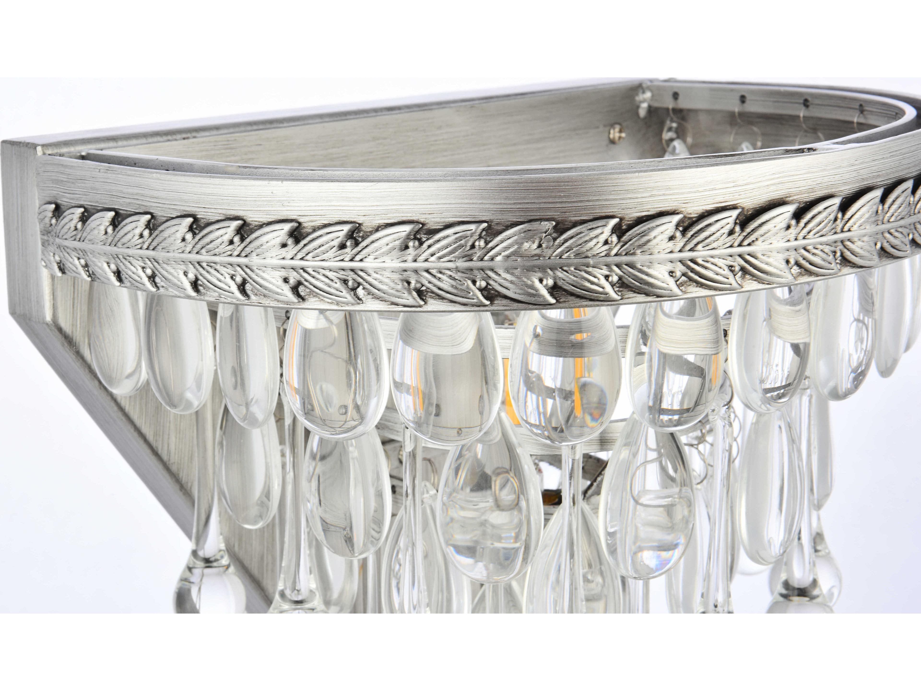 Elegant Lighting Nordic 1-Light Antique Silver Crystal Wall Sconce