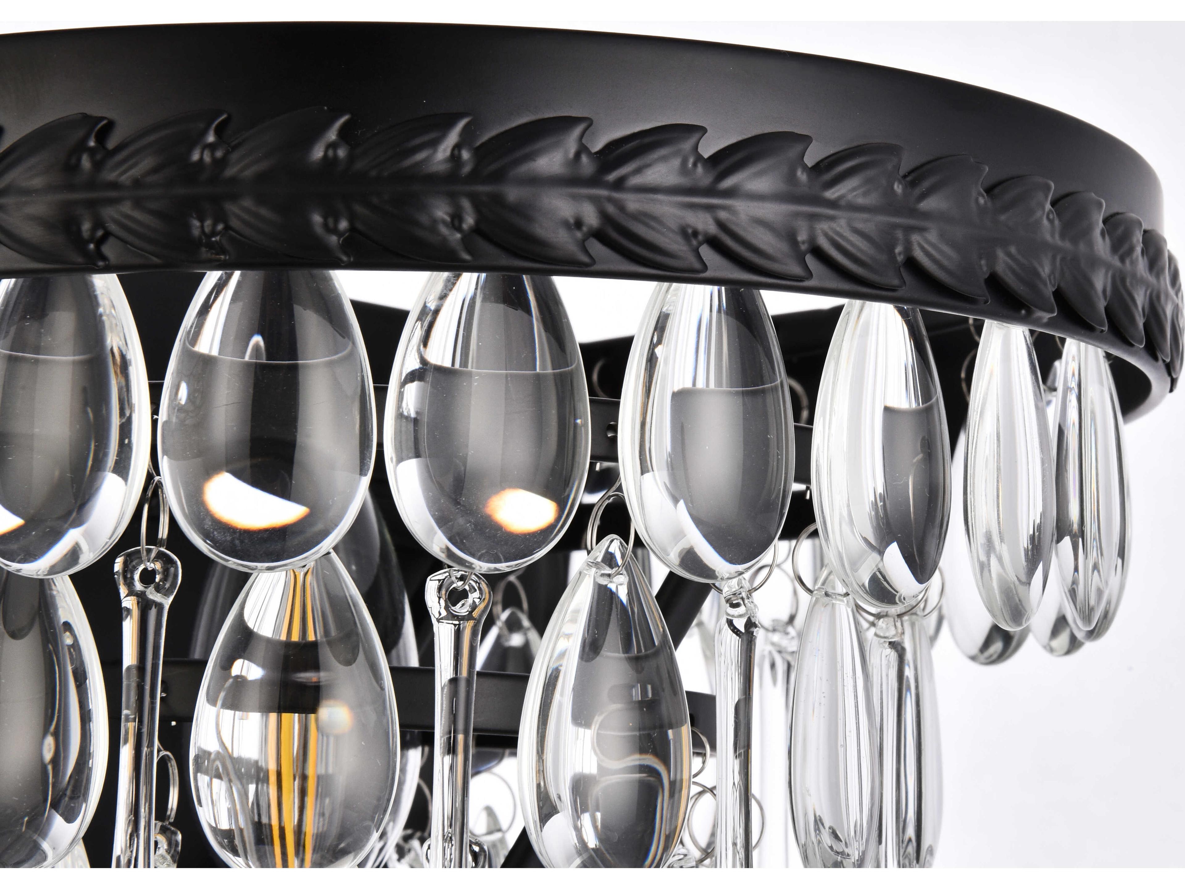 Elegant Lighting Nordic 1-Light Black And Clear Crystal Glass Wall Sconce