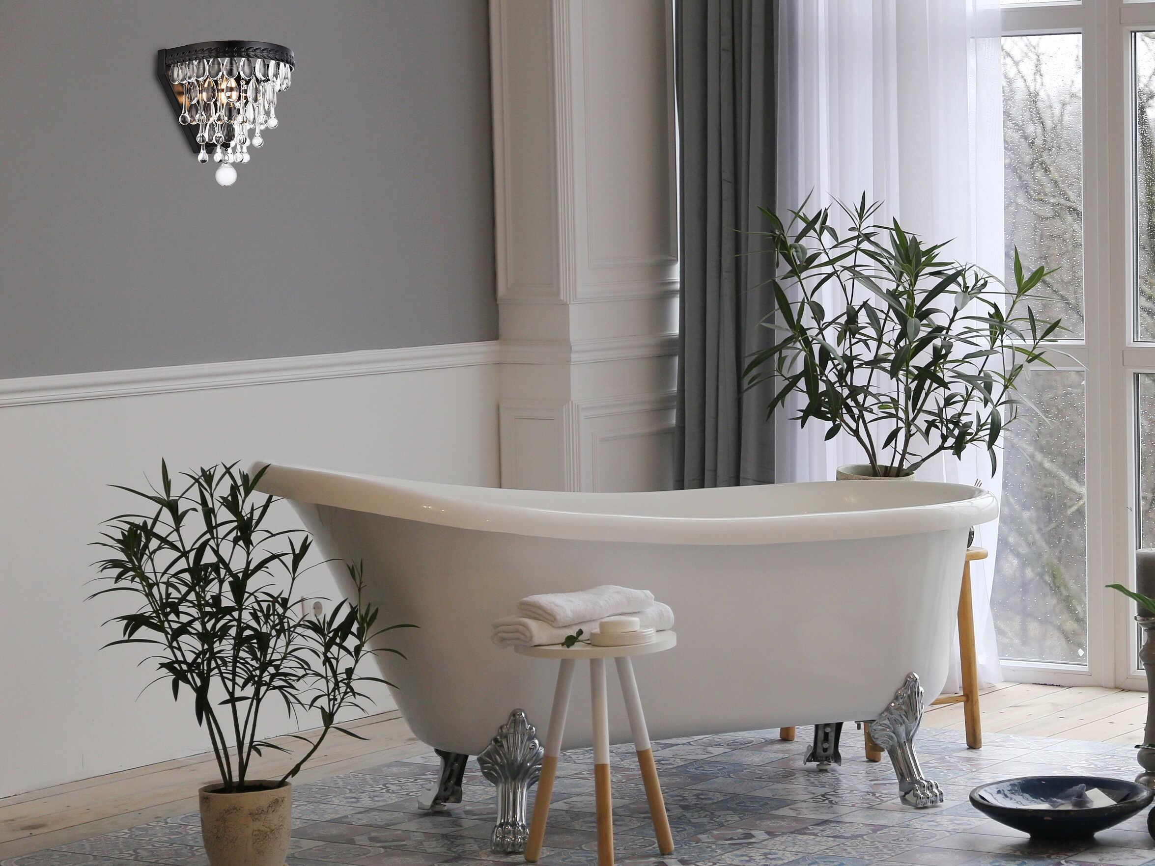 Elegant Lighting Nordic 1-Light Black And Clear Crystal Glass Wall Sconce