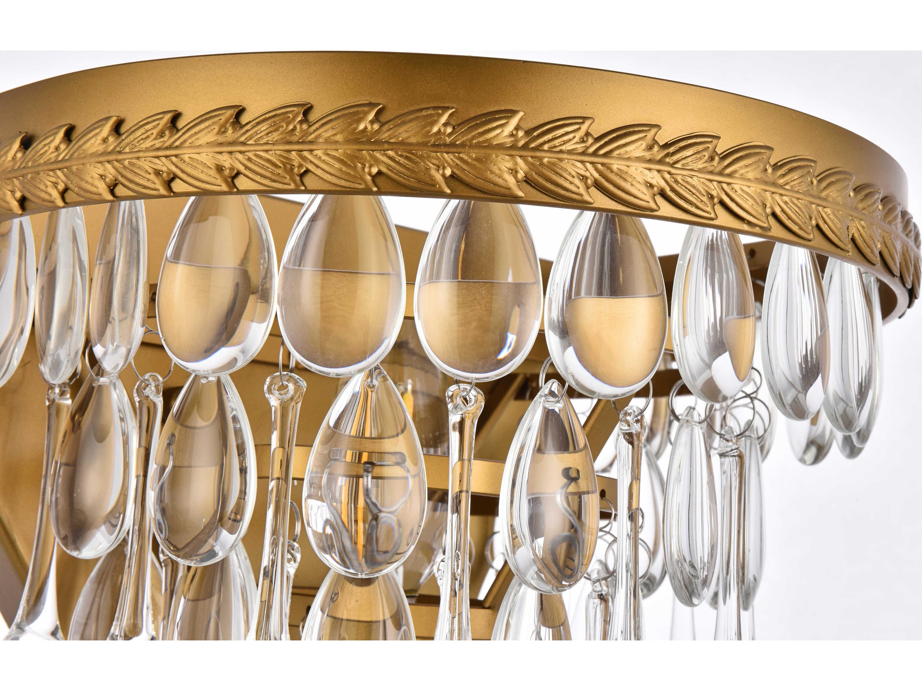 Elegant Lighting Nordic 1-Light Brass And Clear Crystal Glass Wall Sconce