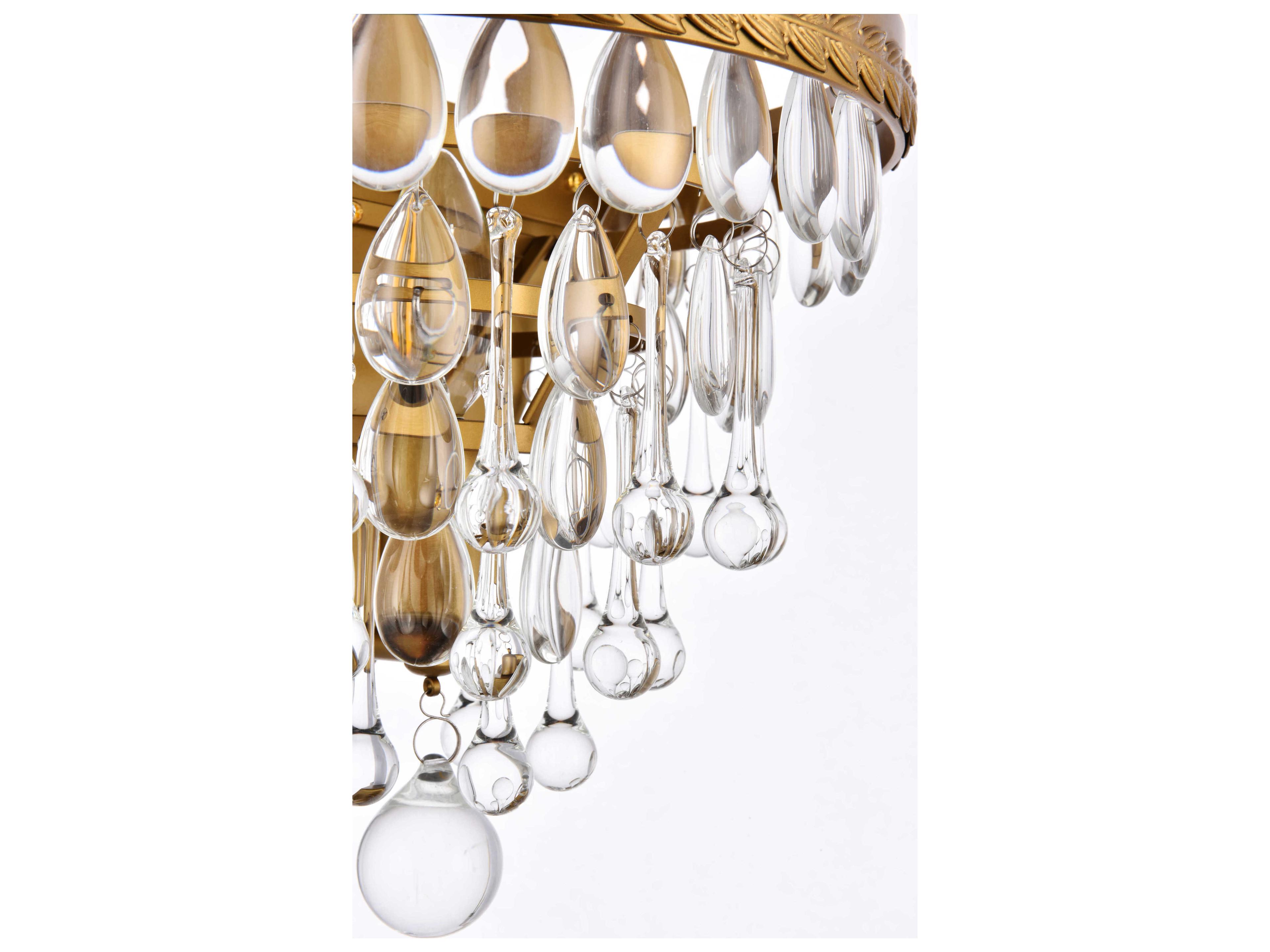 Elegant Lighting Nordic 1-Light Brass And Clear Crystal Glass Wall Sconce