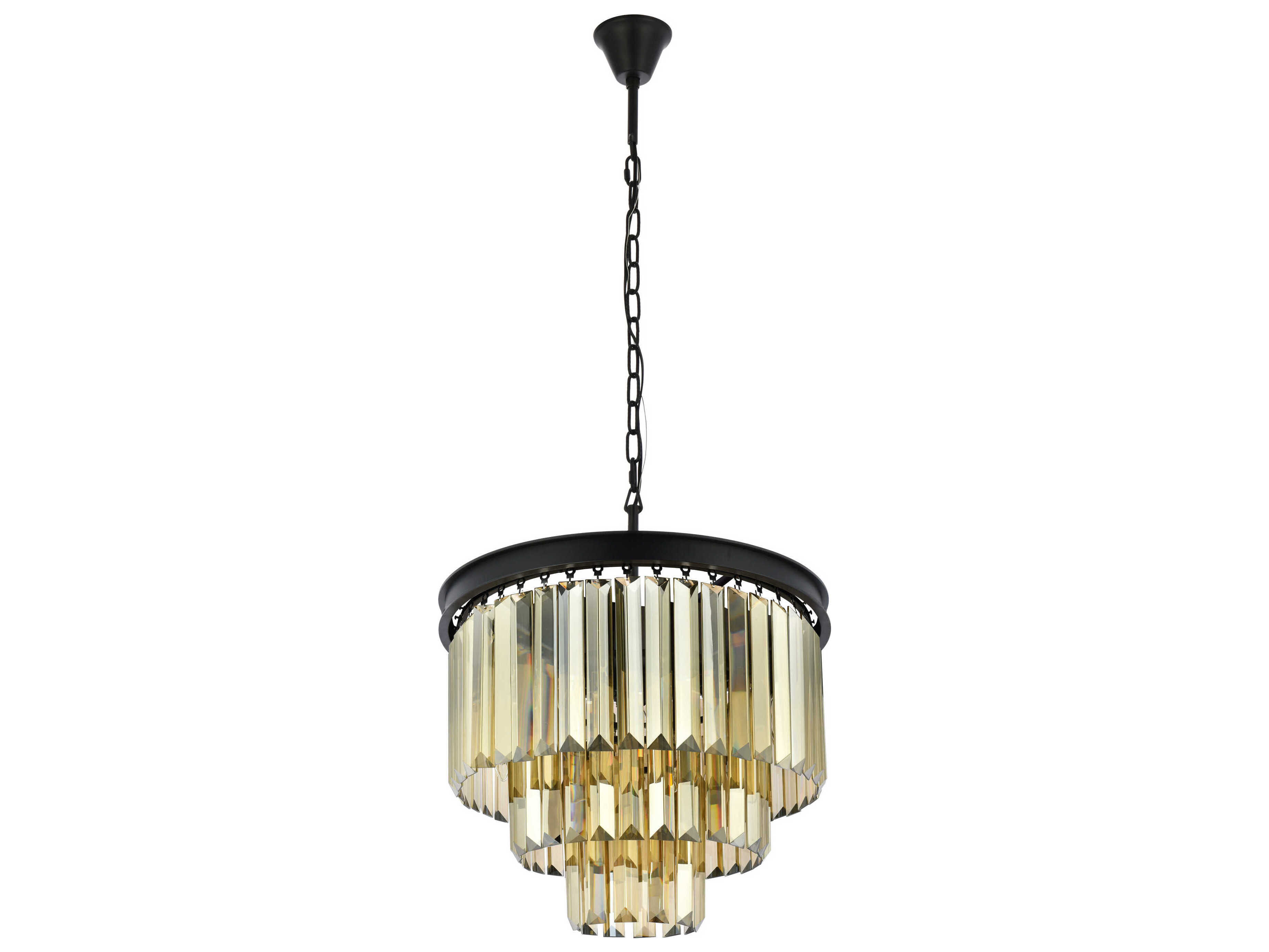 Elegant Lighting Sydney 9-Light Matte Black Gold Crystal Tiered Chandelier