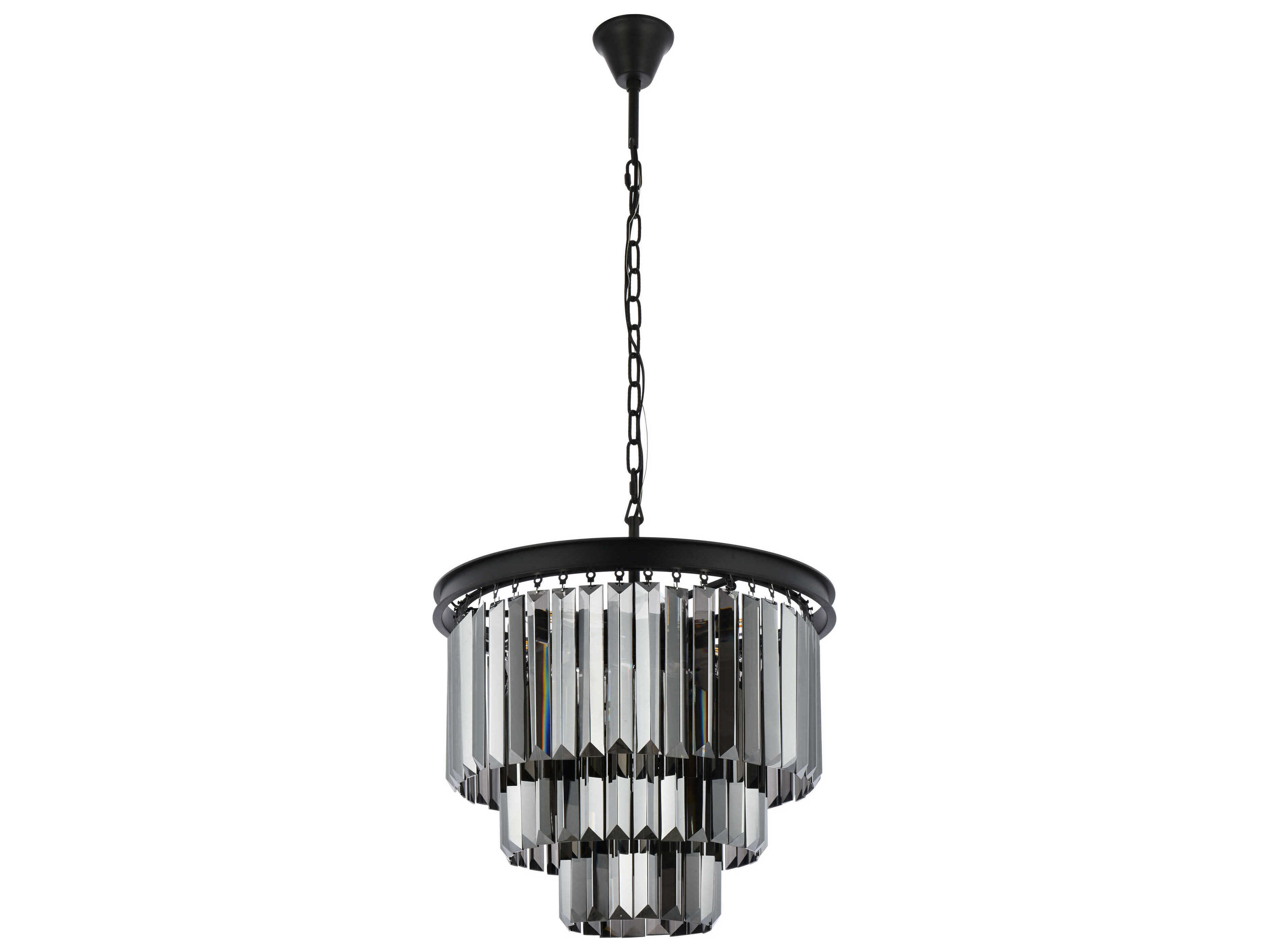 Elegant Lighting Sydney 9-Light Matte Black Silver Crystal Tiered Chandelier