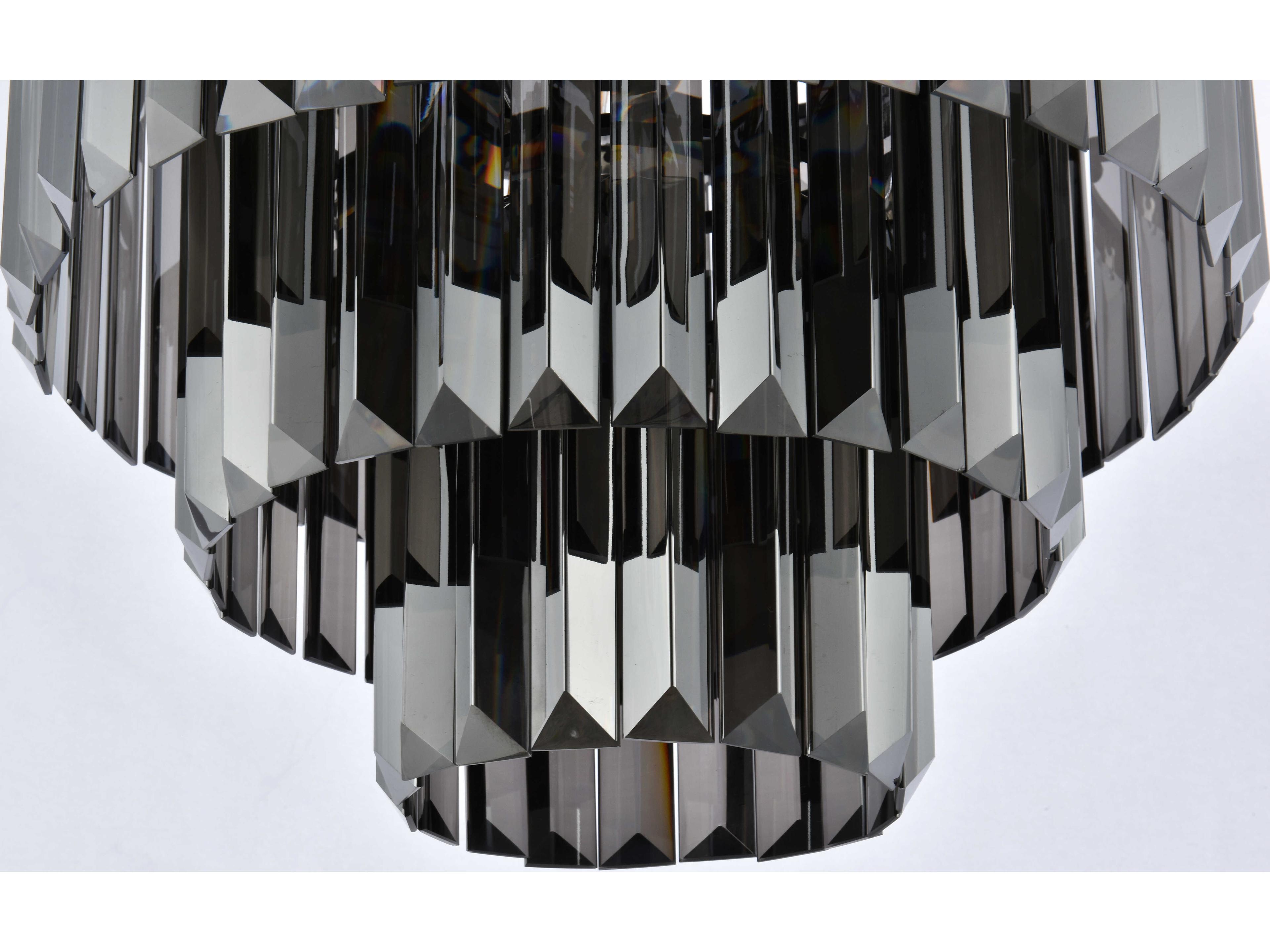 Elegant Lighting Sydney 9-Light Matte Black Silver Crystal Tiered Chandelier