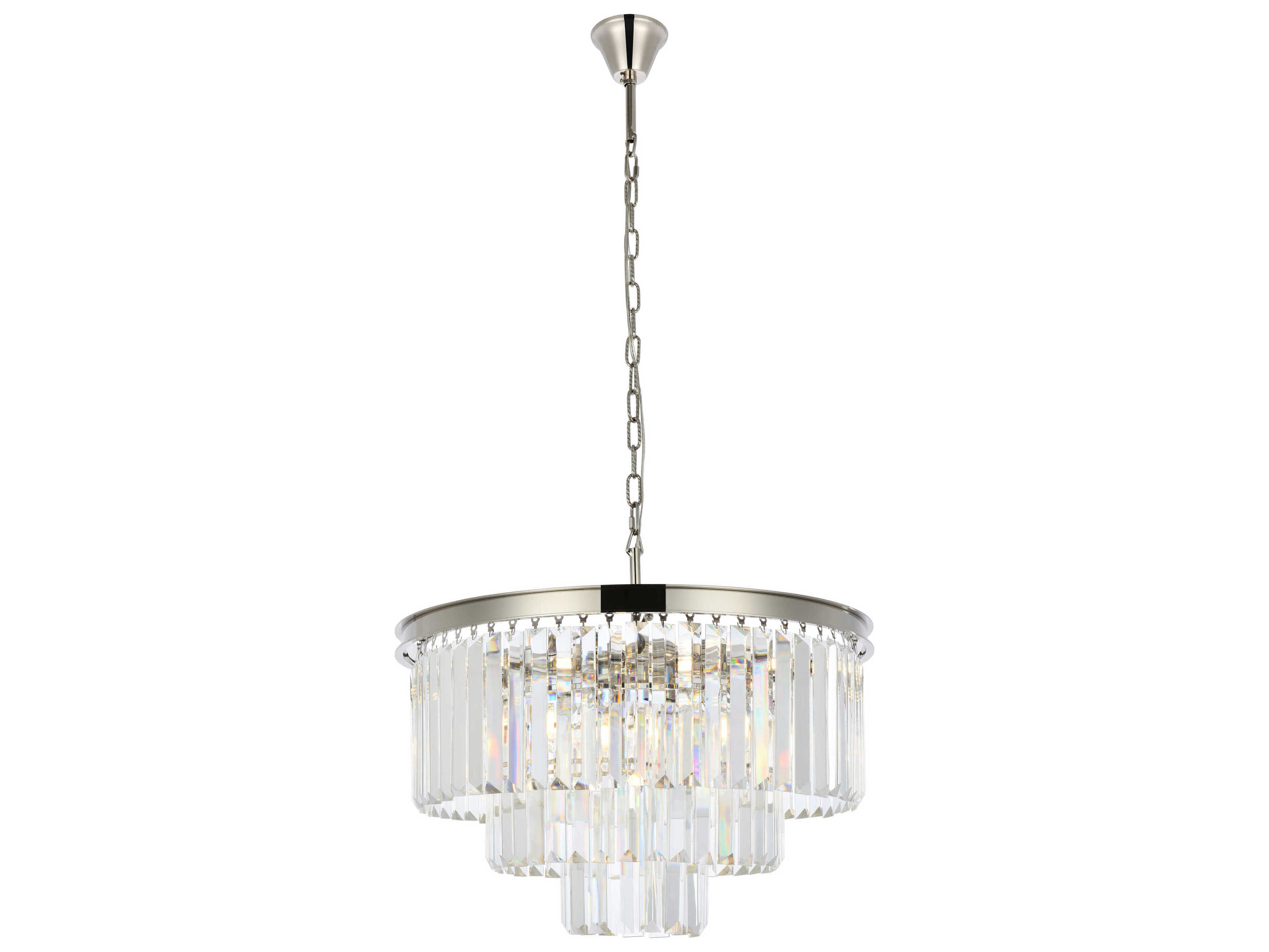Elegant Lighting Sydney 9-Light Polished Nickel Clear Crystal Tiered Chandelier