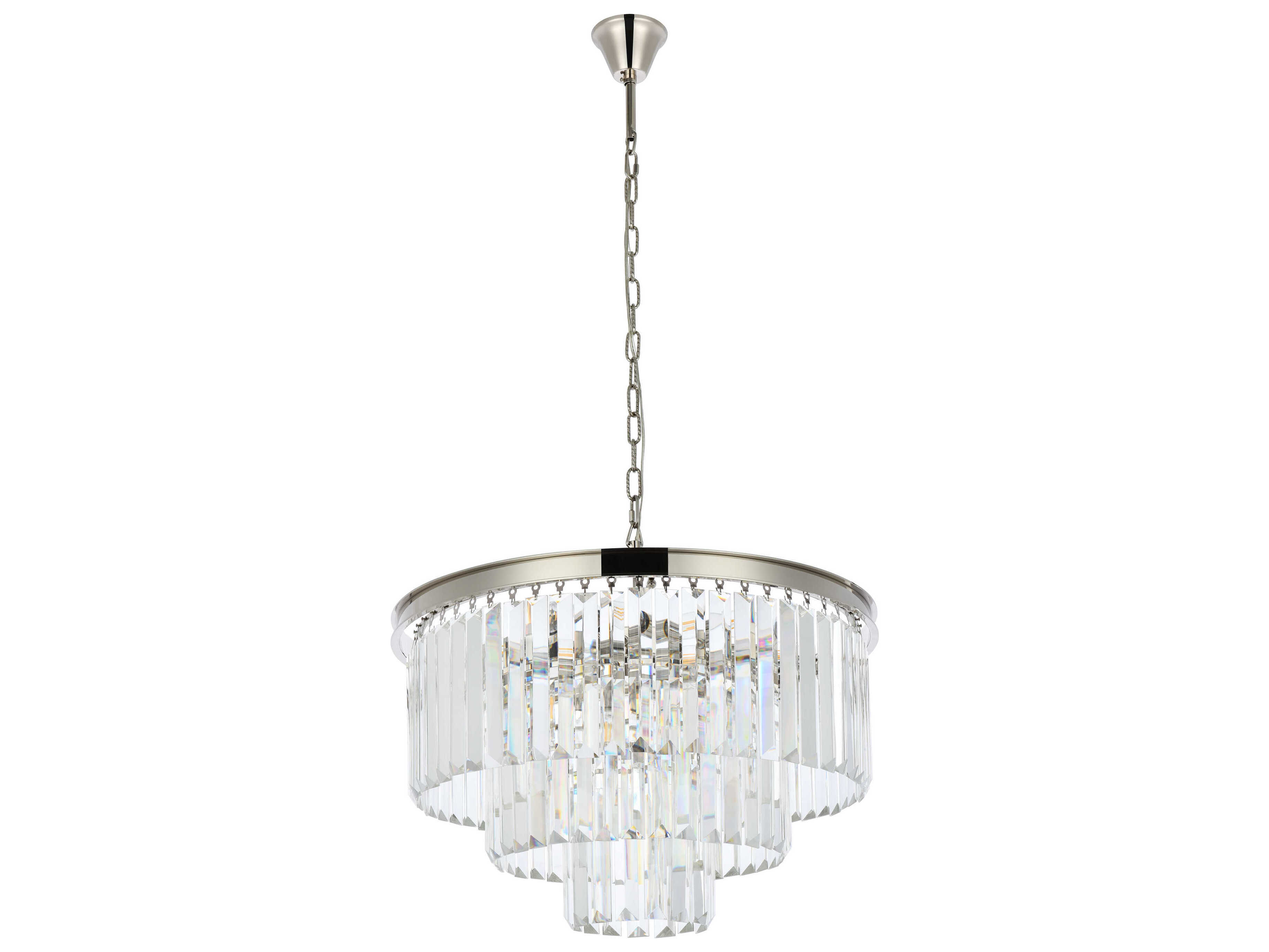 Elegant Lighting Sydney 9-Light Polished Nickel Clear Crystal Tiered Chandelier