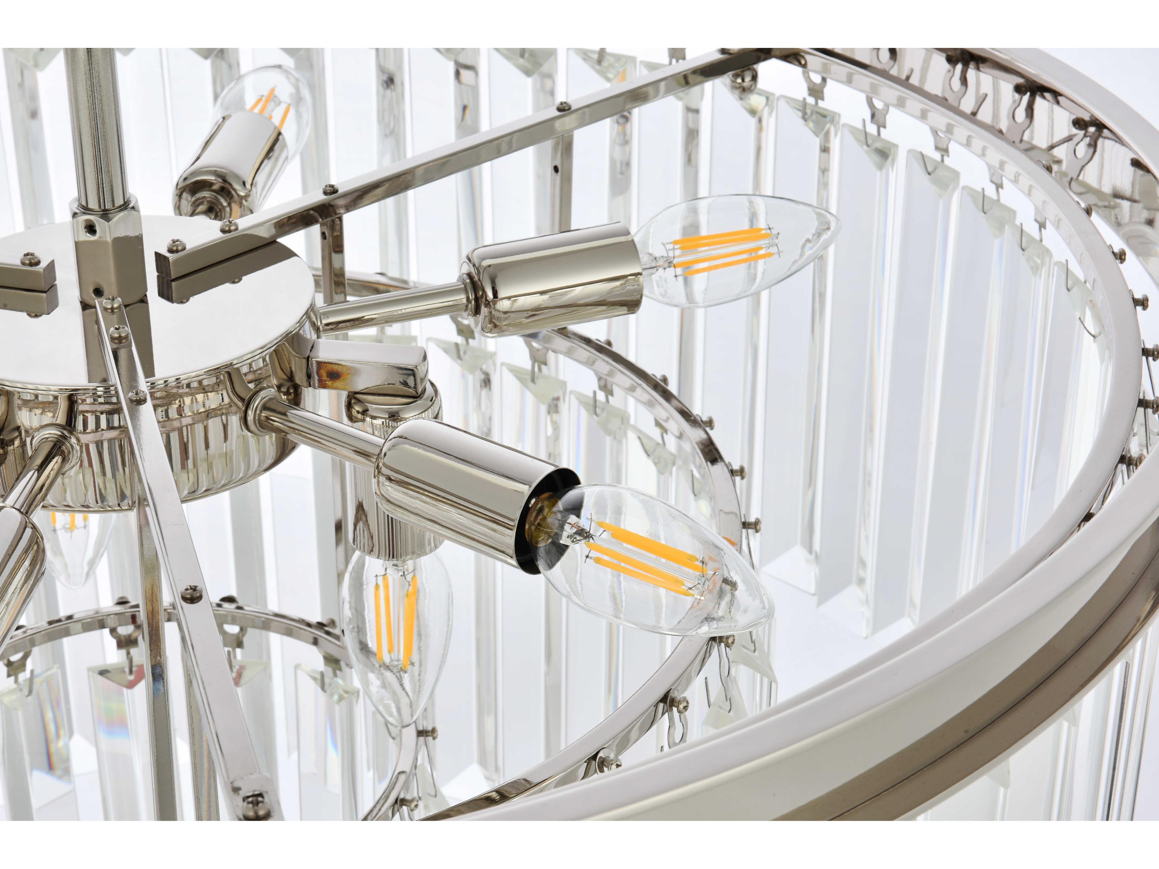 Elegant Lighting Sydney 9-Light Polished Nickel Clear Crystal Tiered Chandelier