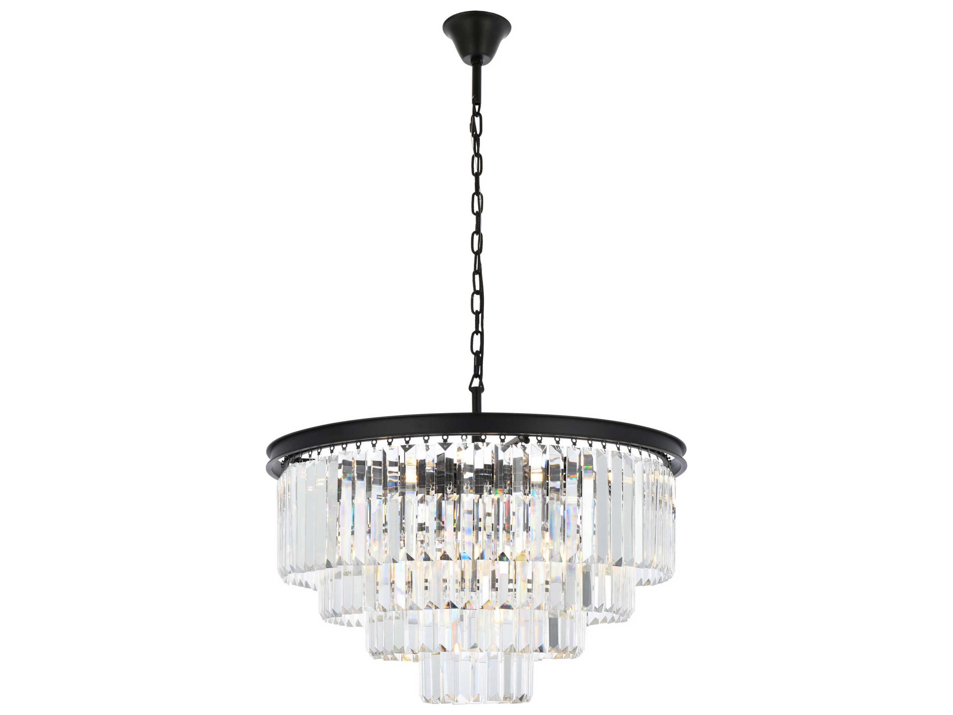 Elegant Lighting Sydney 17-Light Matte Black Crystal Tiered Chandelier