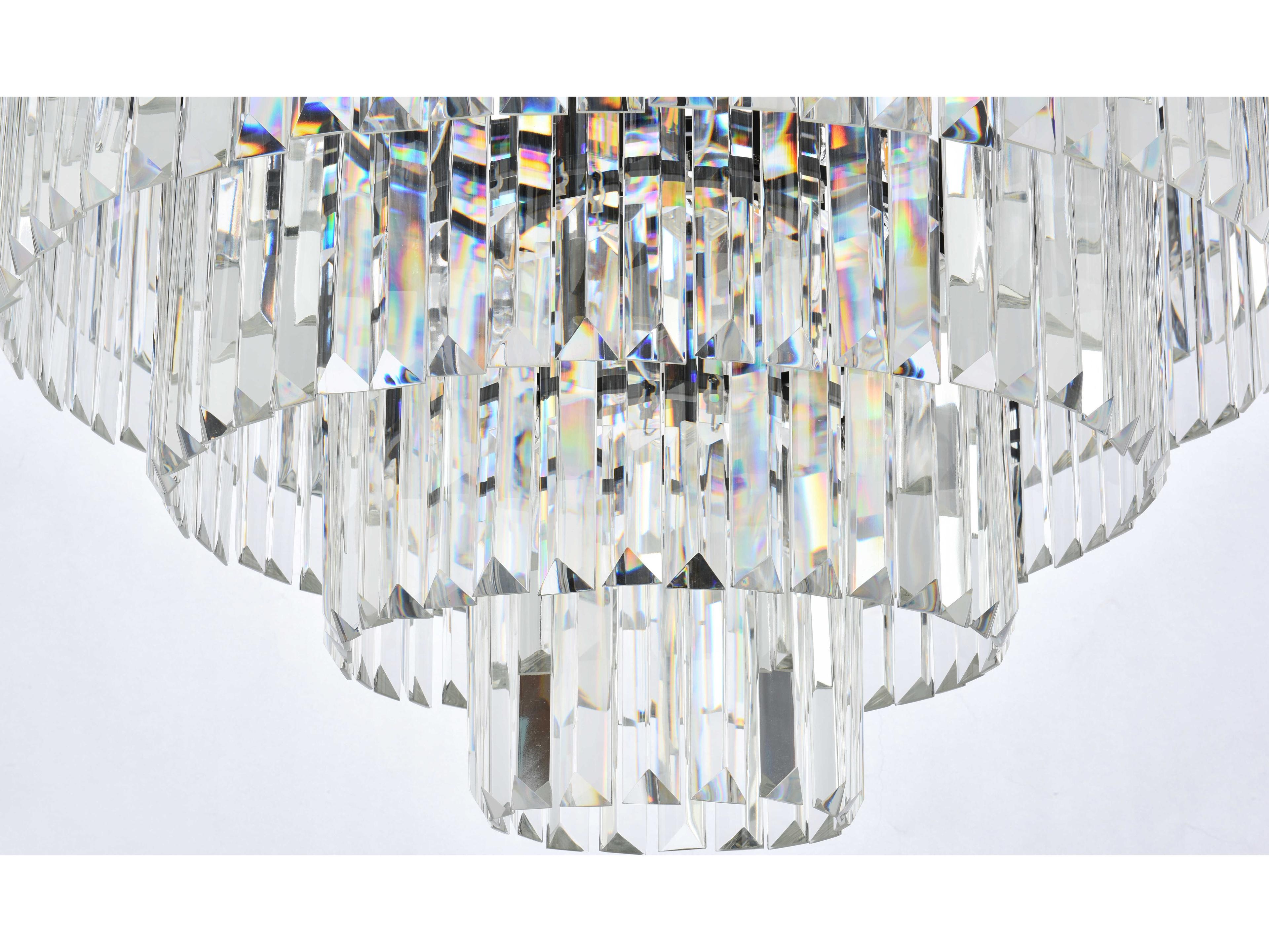 Elegant Lighting Sydney 33-Light Matte Black Clear Crystal Tiered Chandelier