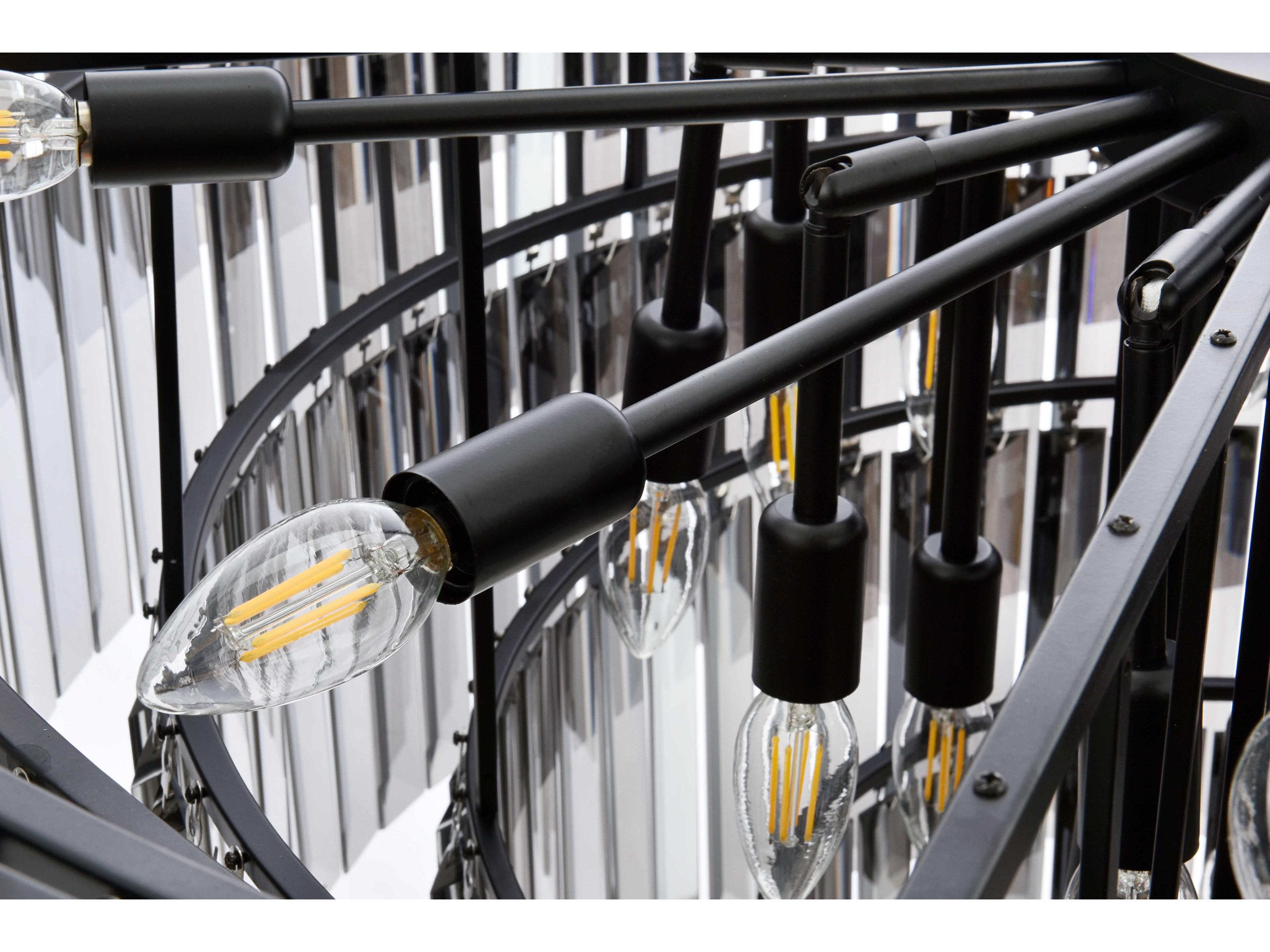 Elegant Lighting Sydney 33-Light Matte Black Silver Crystal Tiered Chandelier