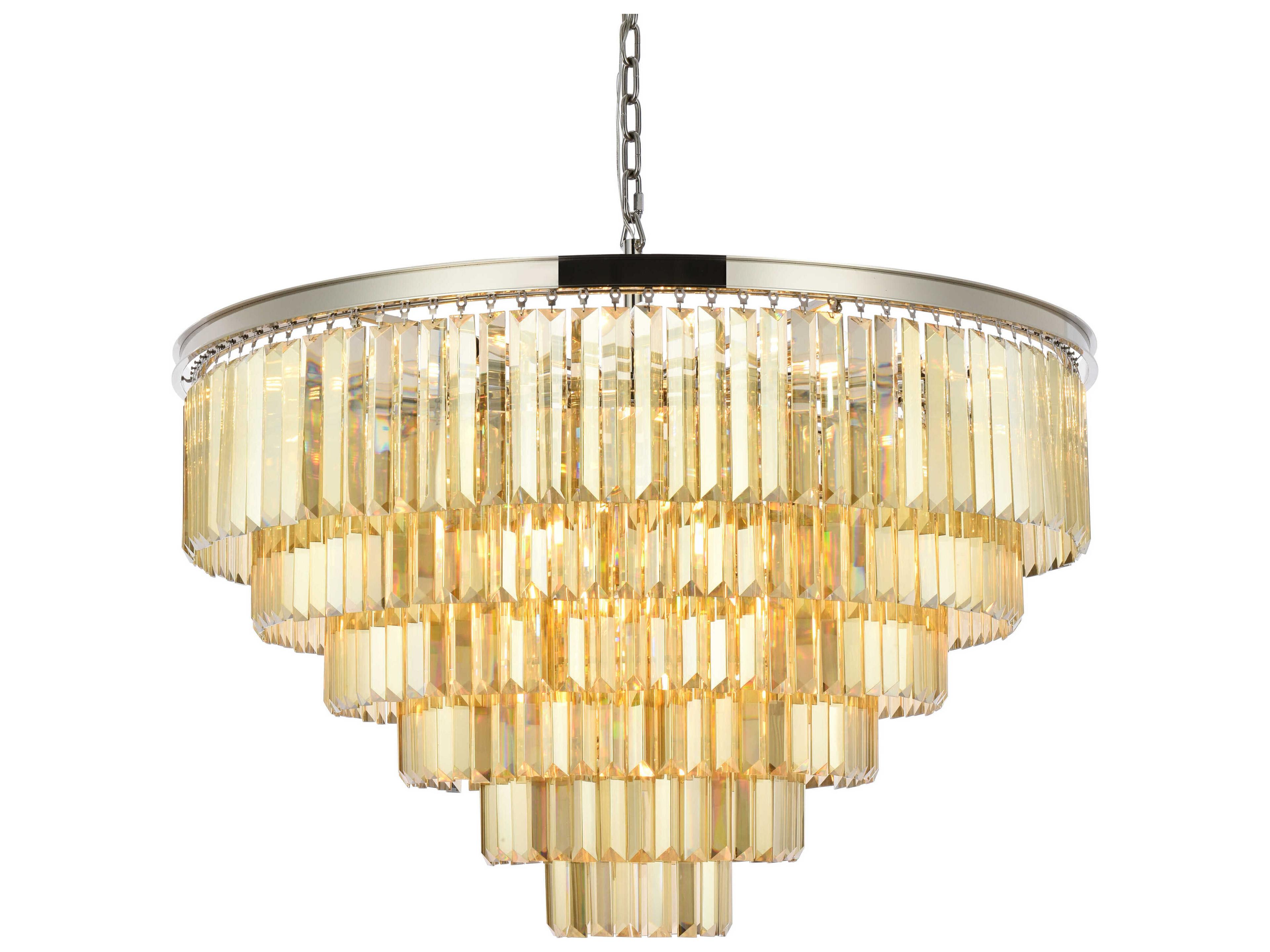Elegant Lighting Sydney 33-Light Polished Nickel Gold Crystal Tiered Chandelier