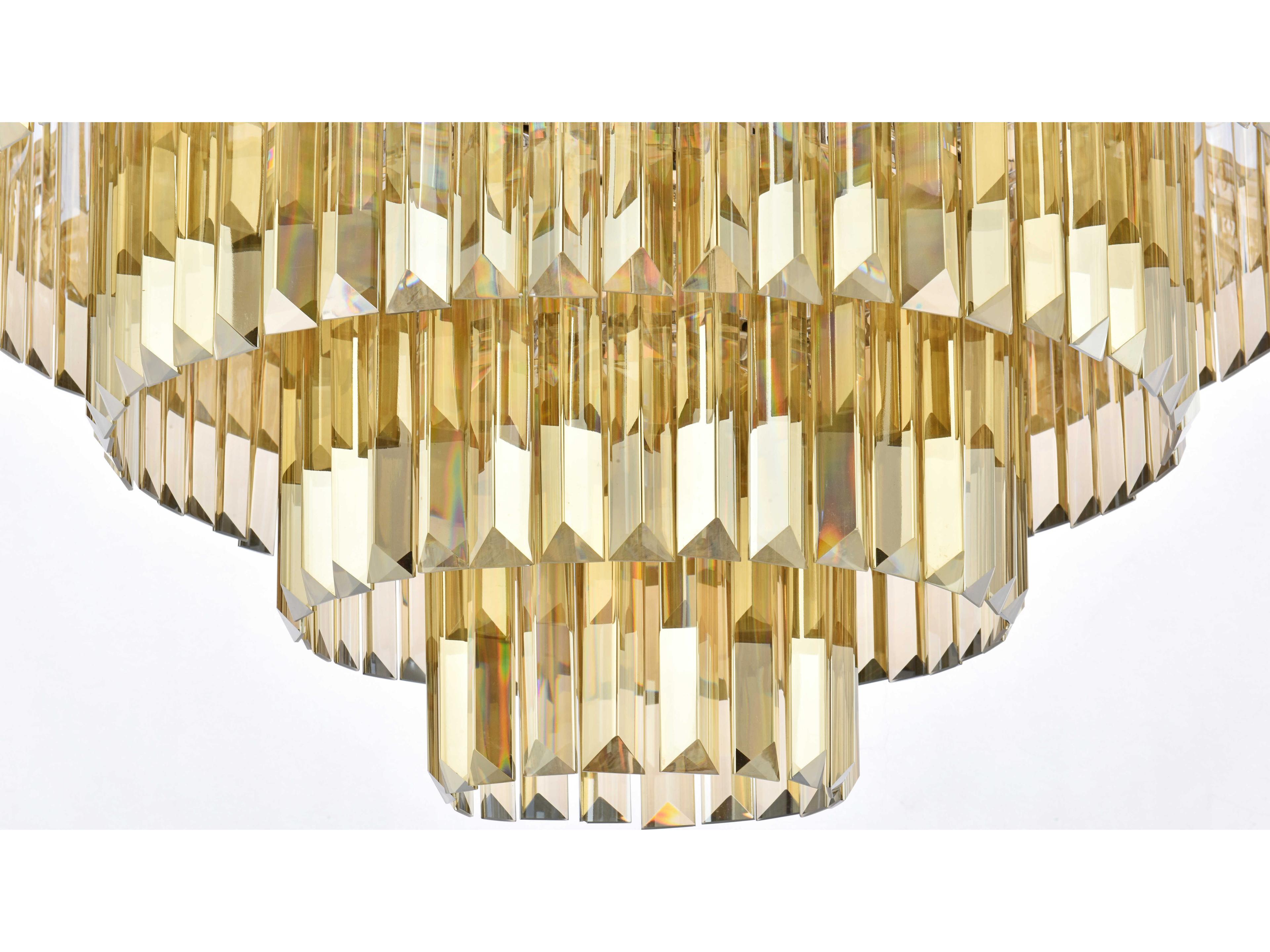 Elegant Lighting Sydney 33-Light Polished Nickel Gold Crystal Tiered Chandelier
