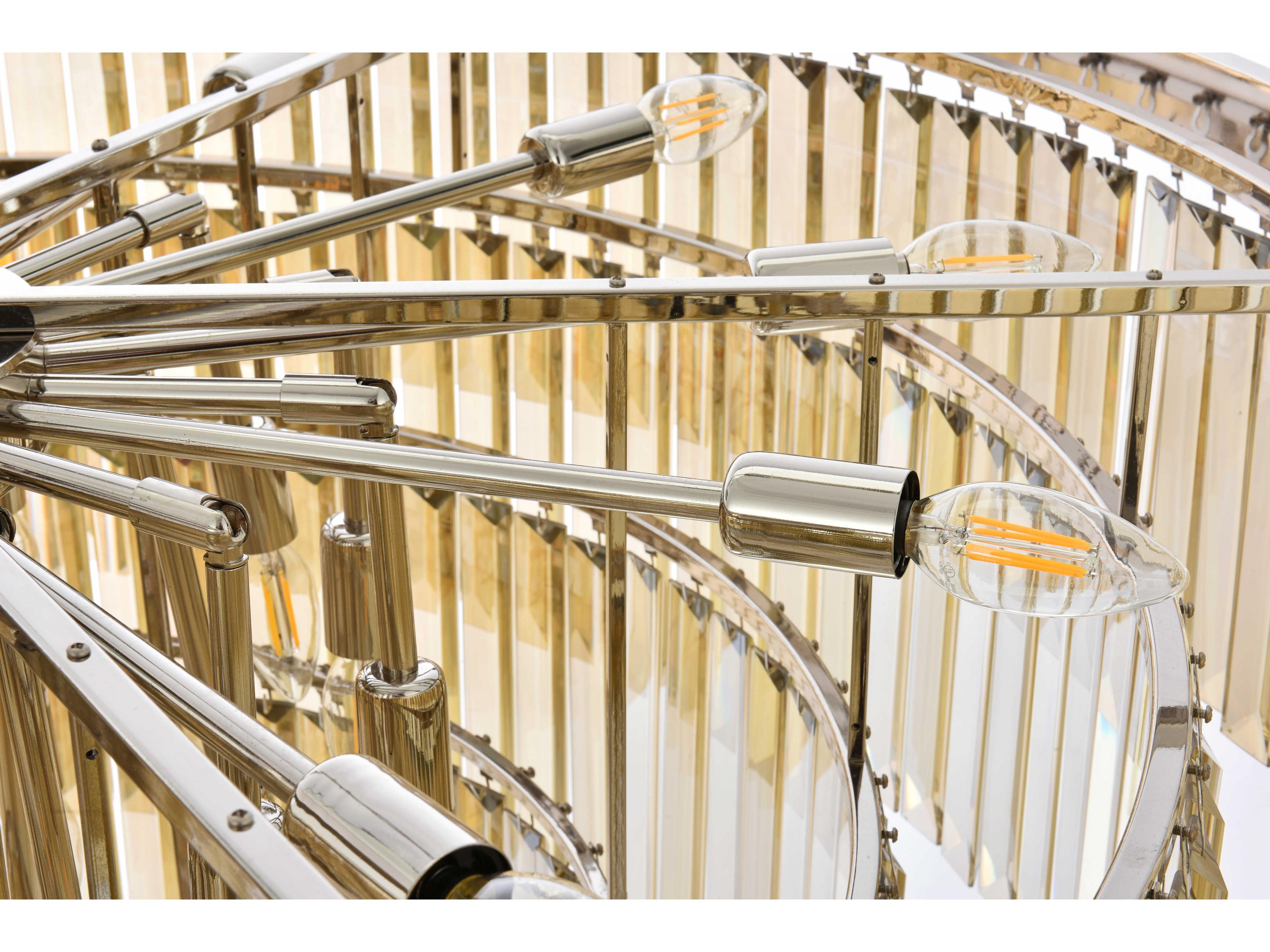 Elegant Lighting Sydney 33-Light Polished Nickel Gold Crystal Tiered Chandelier