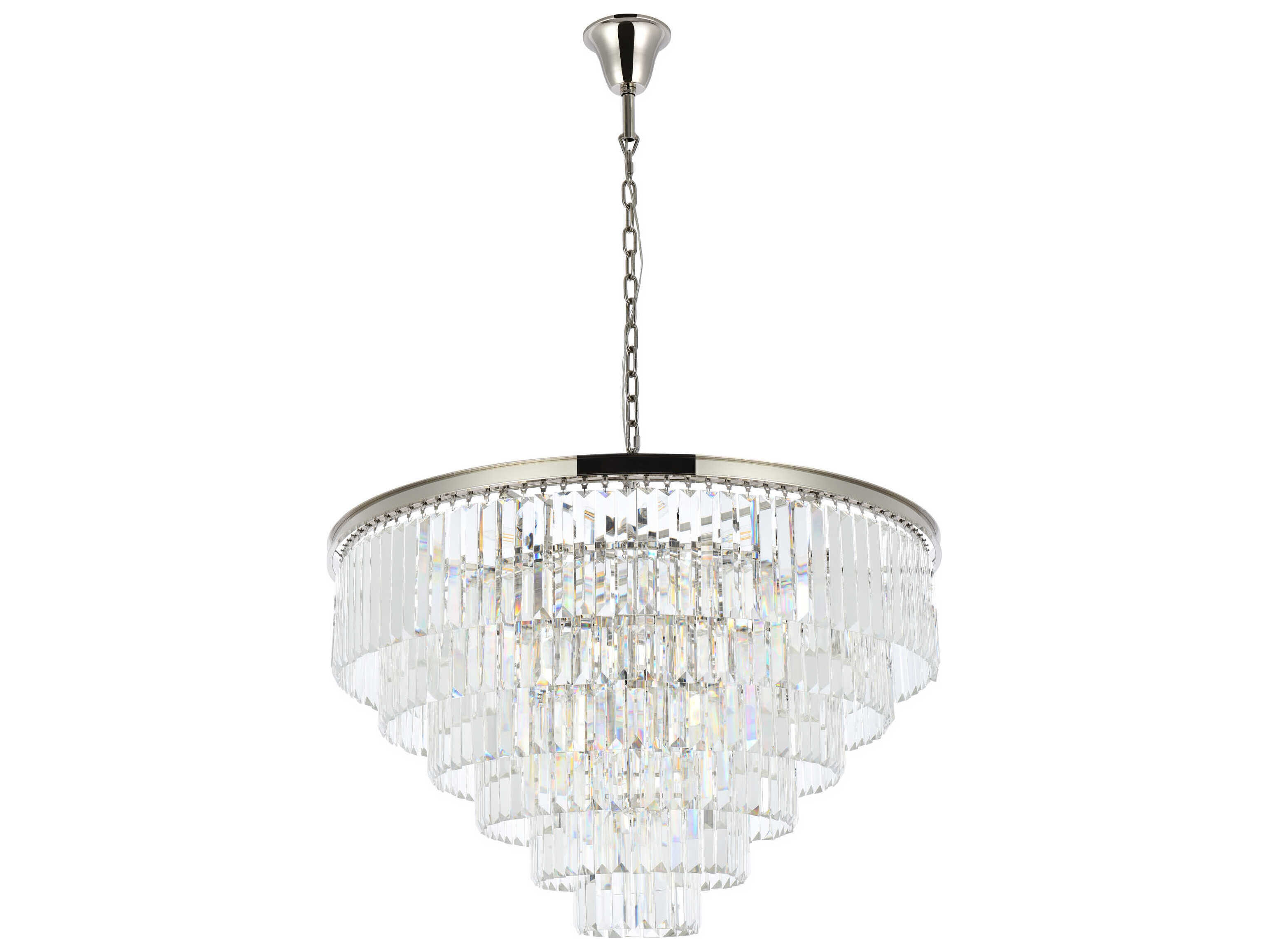 Elegant Lighting Sydney 33-Light Polished Nickel Clear Crystal Tiered Chandelier