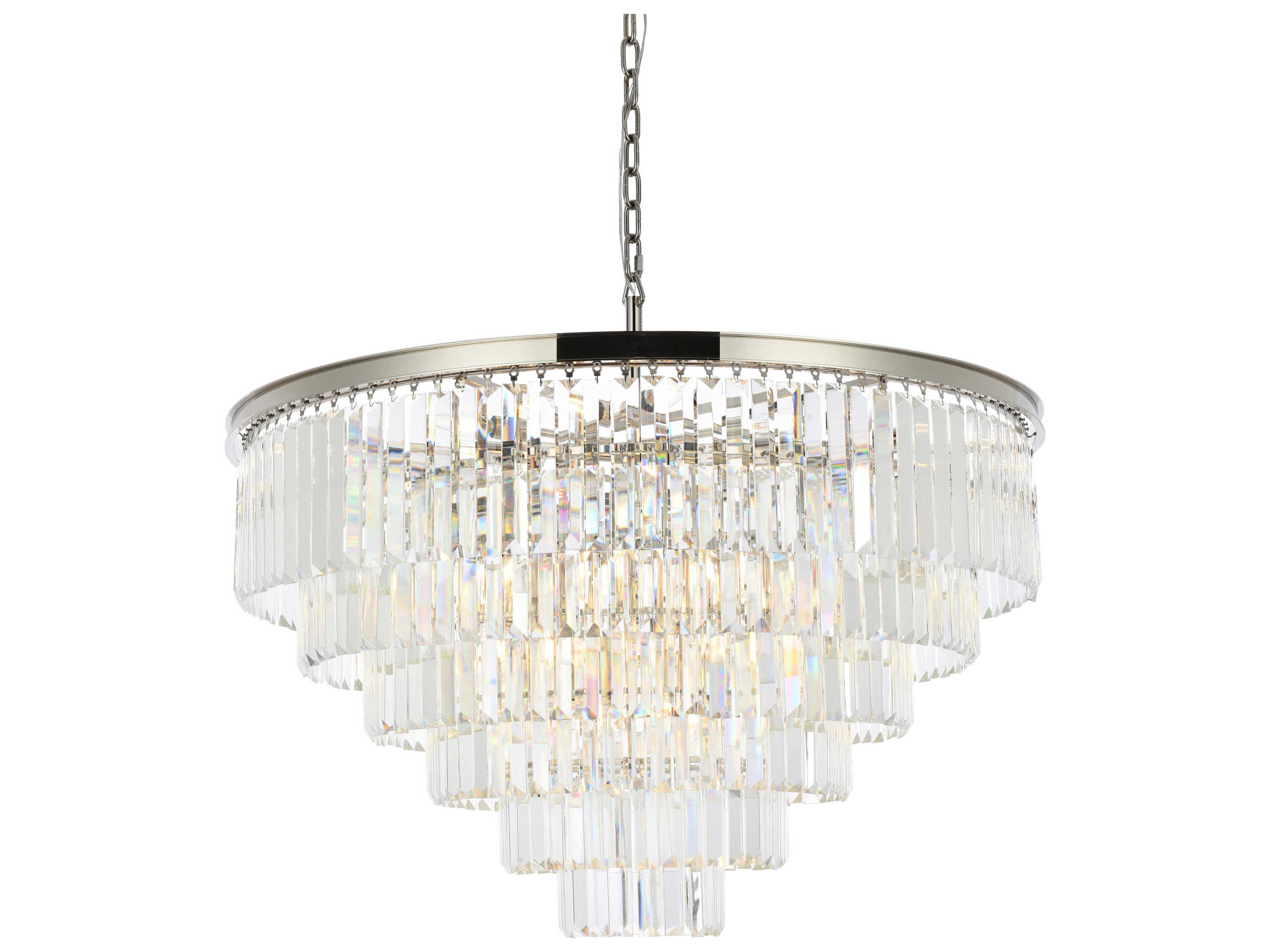 Elegant Lighting Sydney 33-Light Polished Nickel Clear Crystal Tiered Chandelier