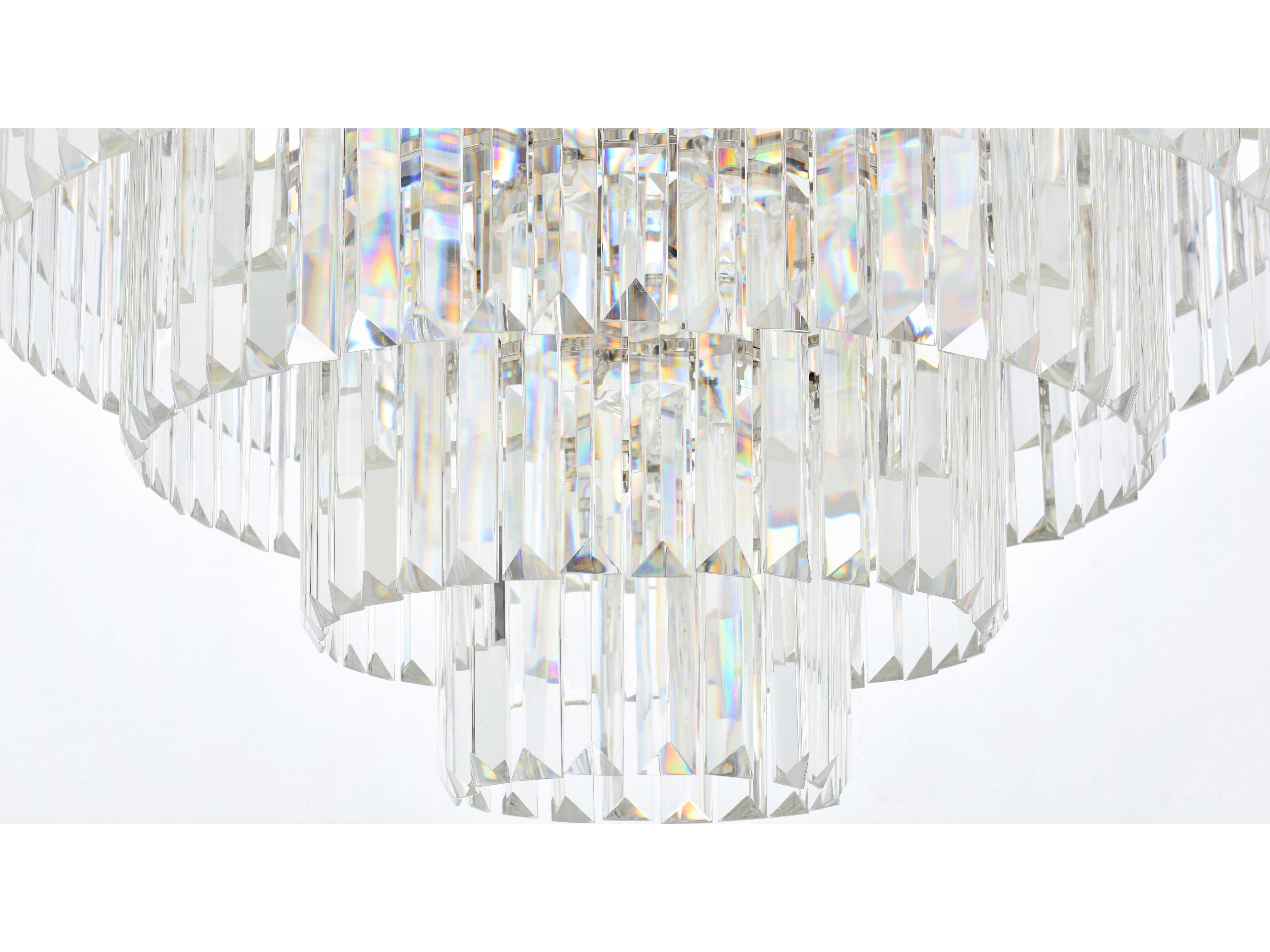 Elegant Lighting Sydney 33-Light Polished Nickel Clear Crystal Tiered Chandelier