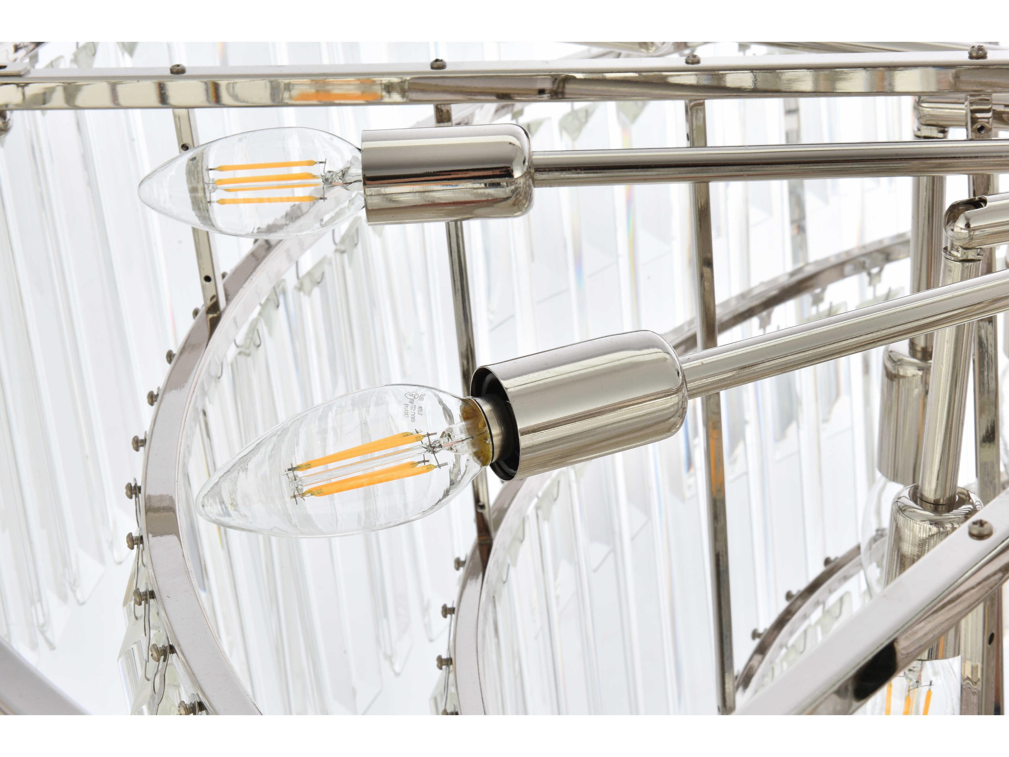 Elegant Lighting Sydney 33-Light Polished Nickel Clear Crystal Tiered Chandelier