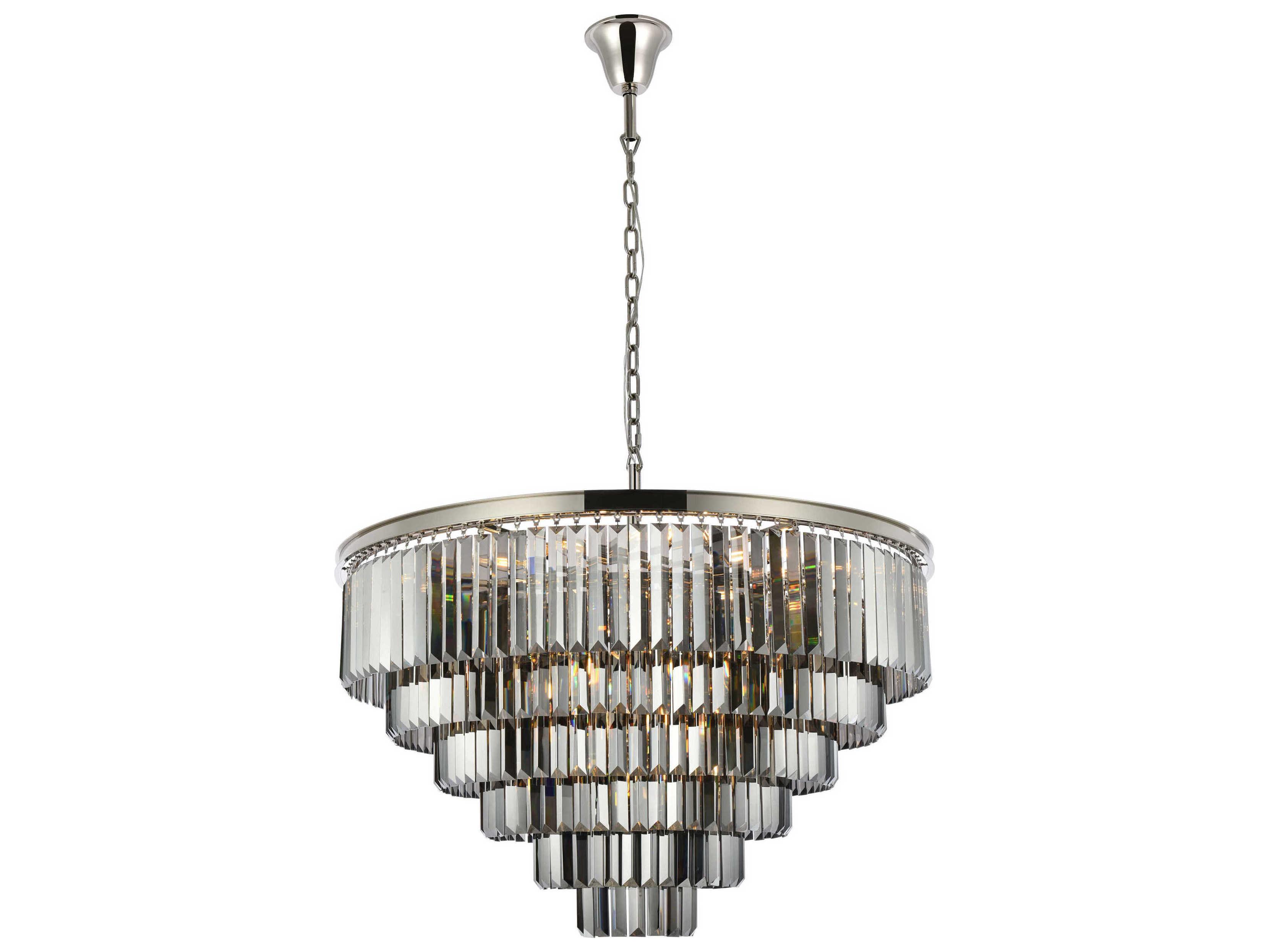 Elegant Lighting Sydney 33-Light Polished Nickel Silver Crystal Tiered Chandelier