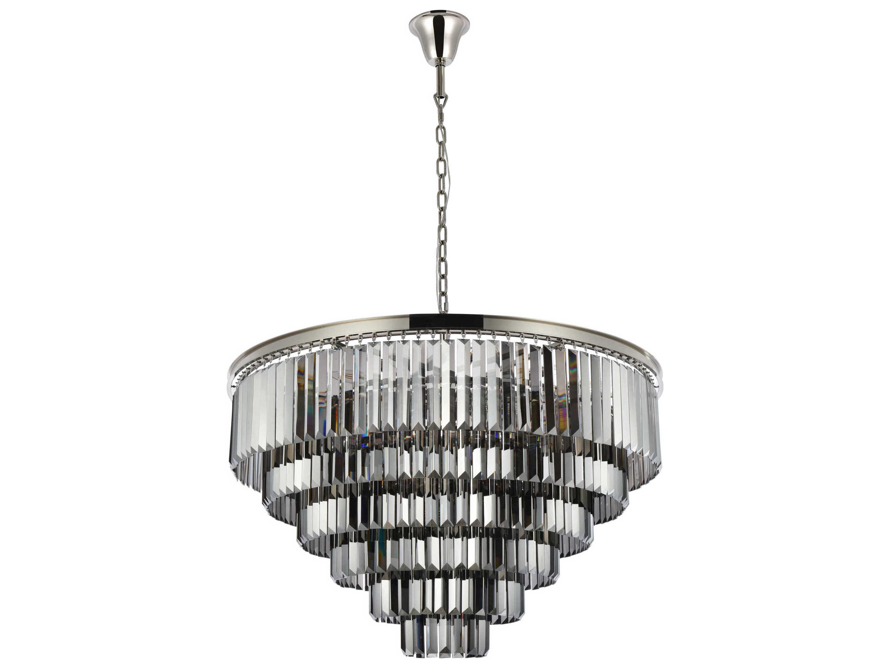 Elegant Lighting Sydney 33-Light Polished Nickel Silver Crystal Tiered Chandelier