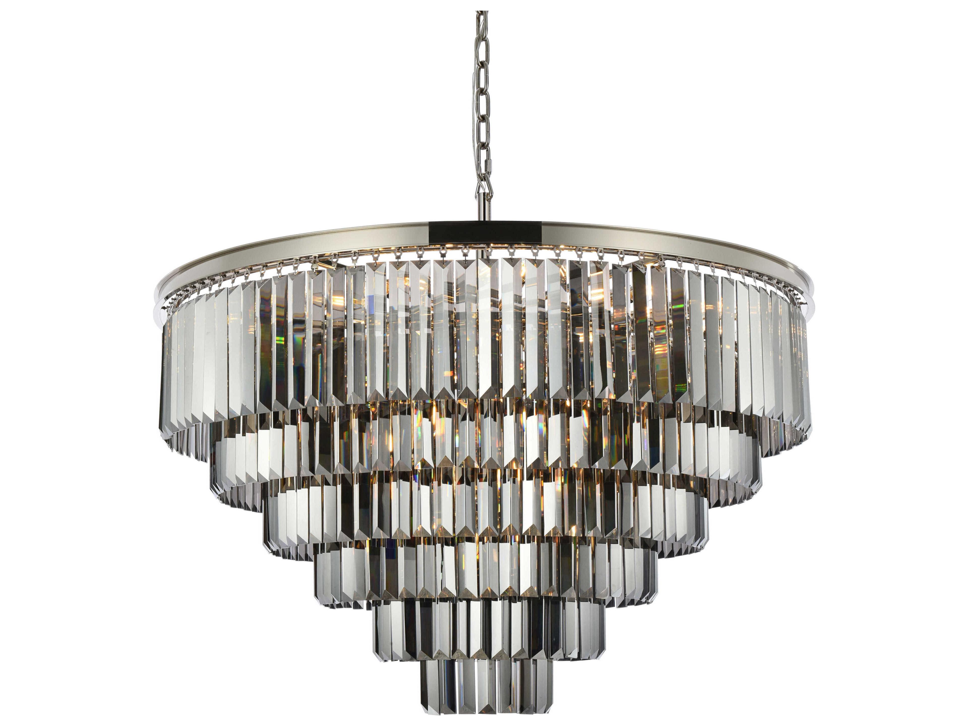 Elegant Lighting Sydney 33-Light Polished Nickel Silver Crystal Tiered Chandelier