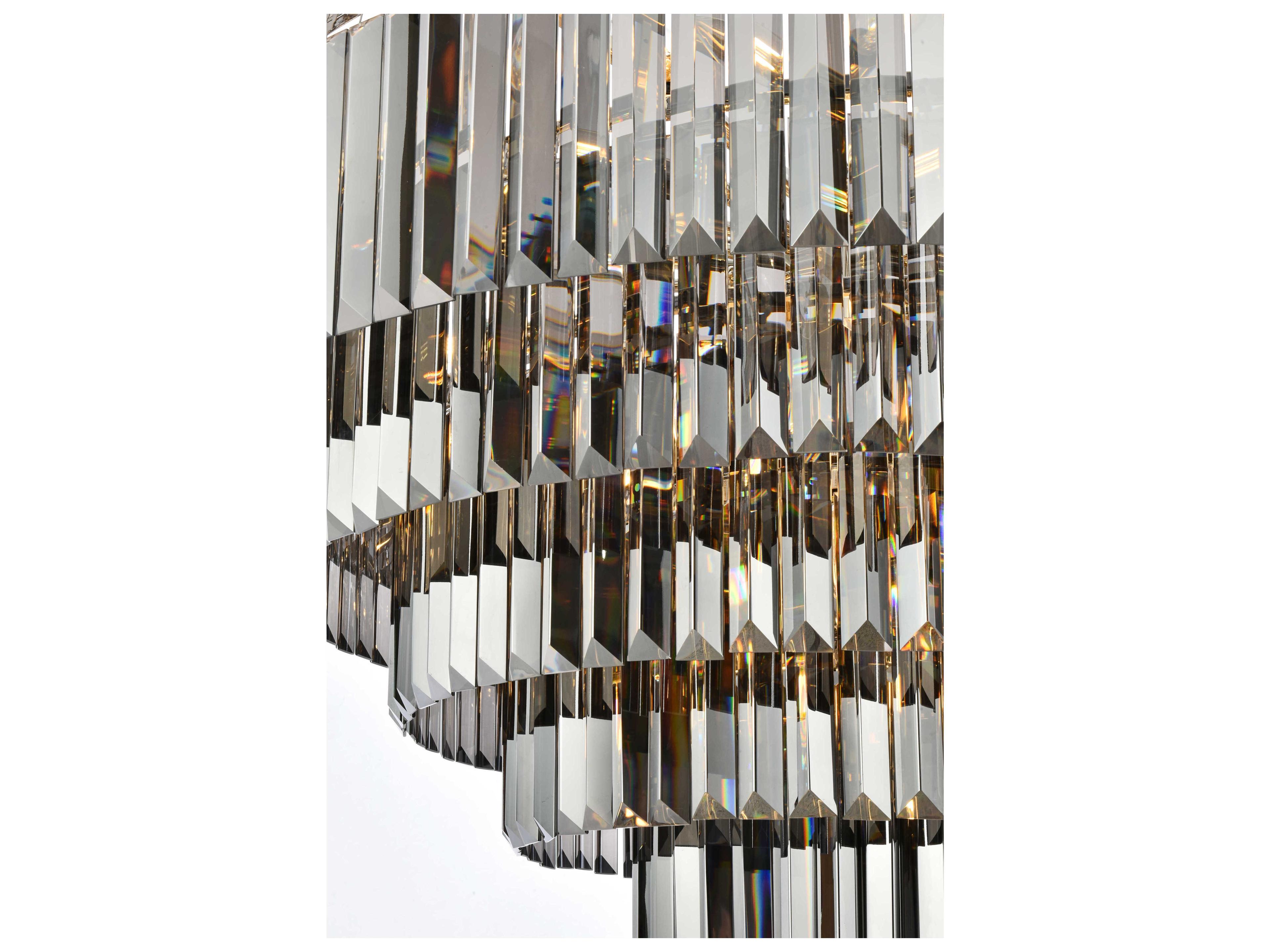 Elegant Lighting Sydney 33-Light Polished Nickel Silver Crystal Tiered Chandelier