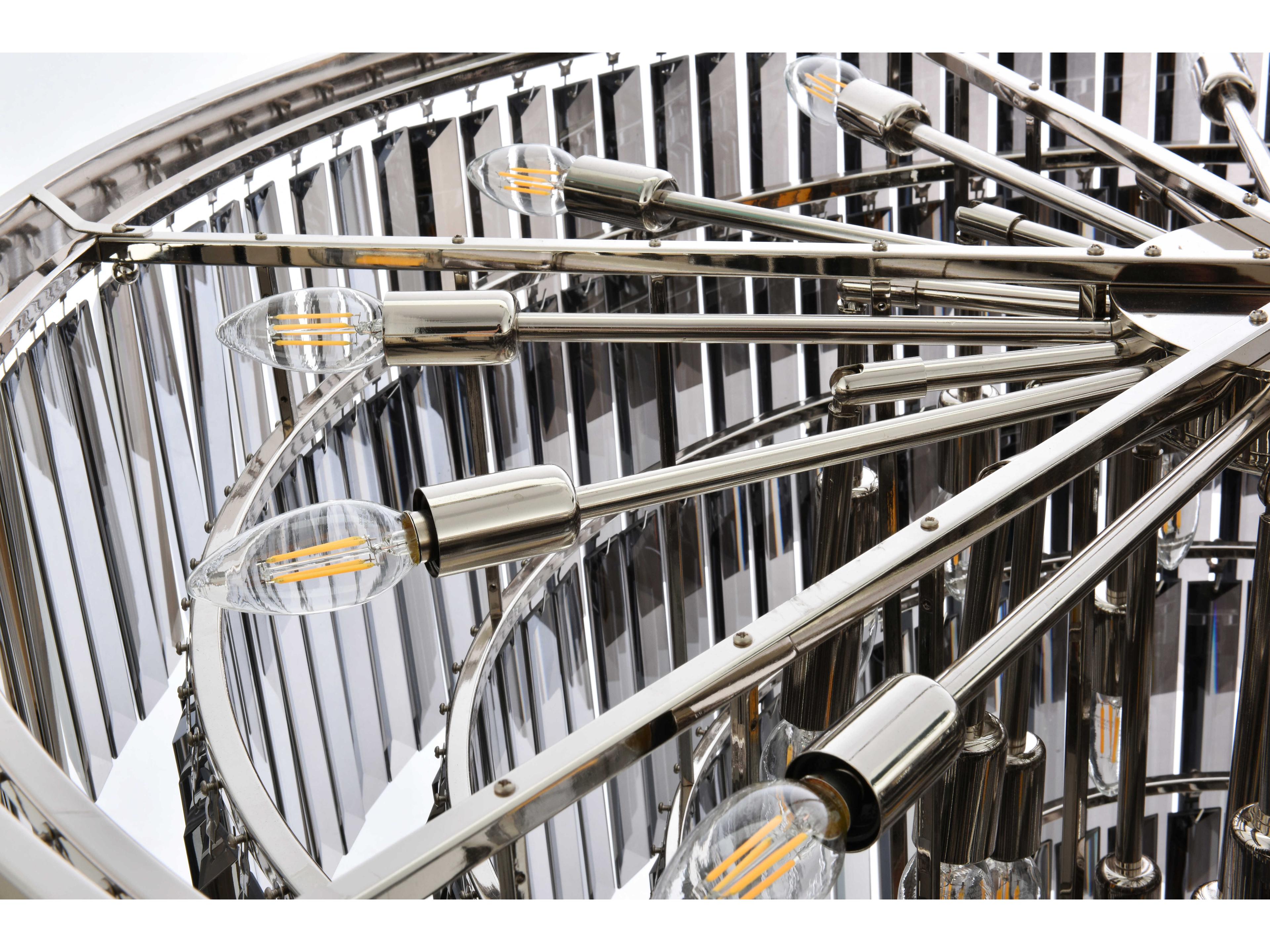 Elegant Lighting Sydney 33-Light Polished Nickel Silver Crystal Tiered Chandelier