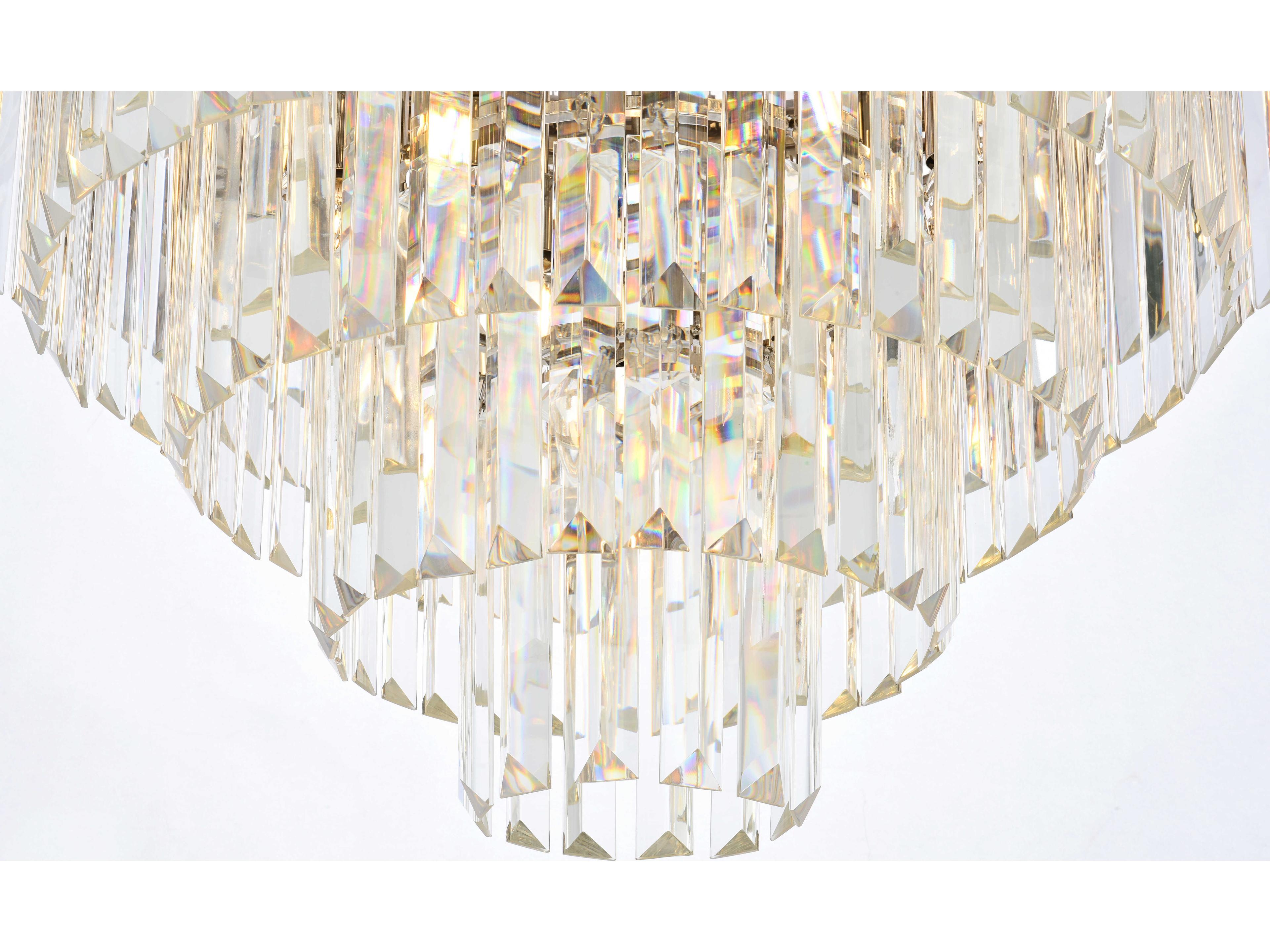 Elegant Lighting Sydney 17-Light Polished Nickel Clear Crystal Tiered Flush Mount