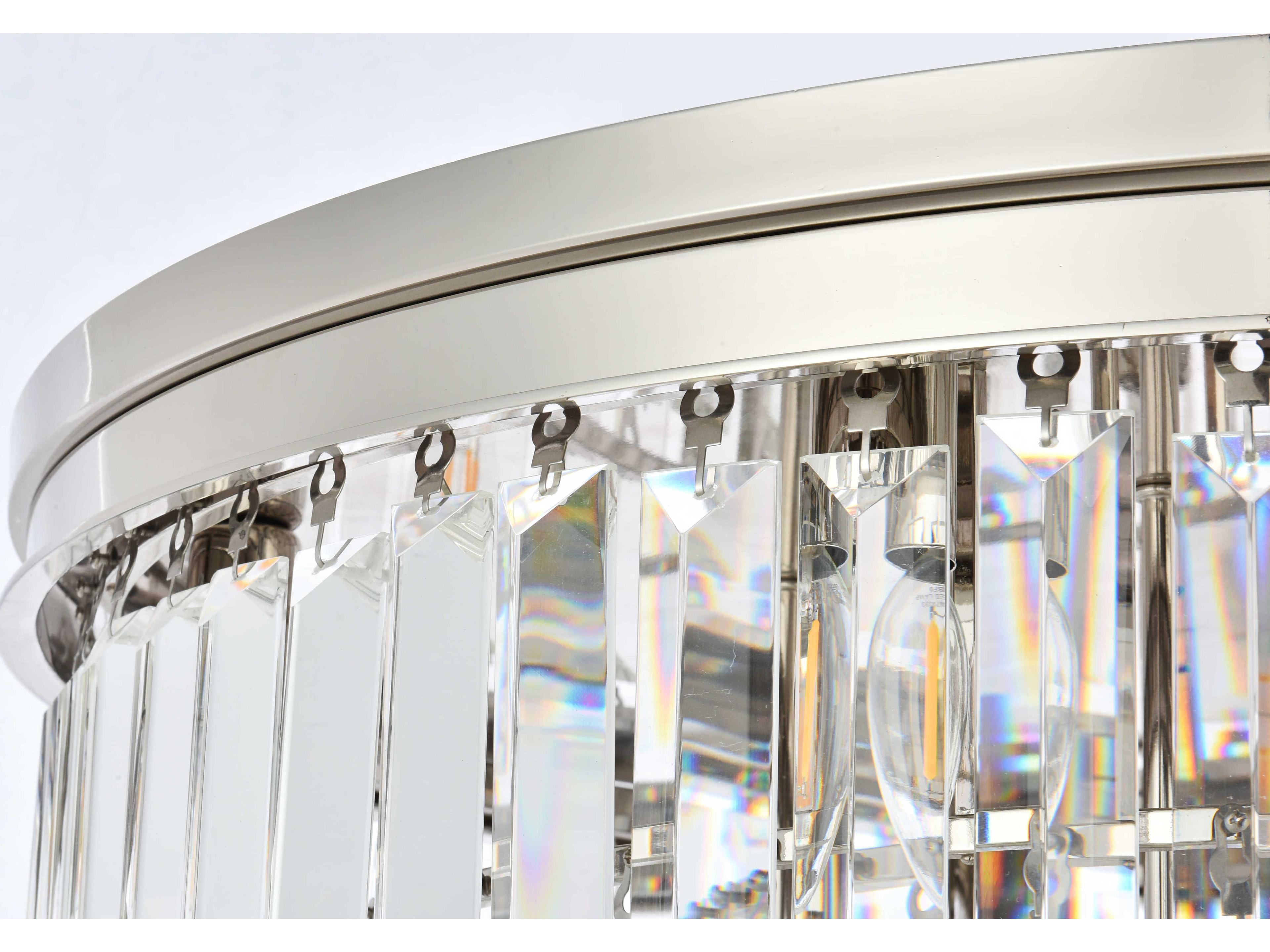 Elegant Lighting Sydney 17-Light Polished Nickel Clear Crystal Tiered Flush Mount