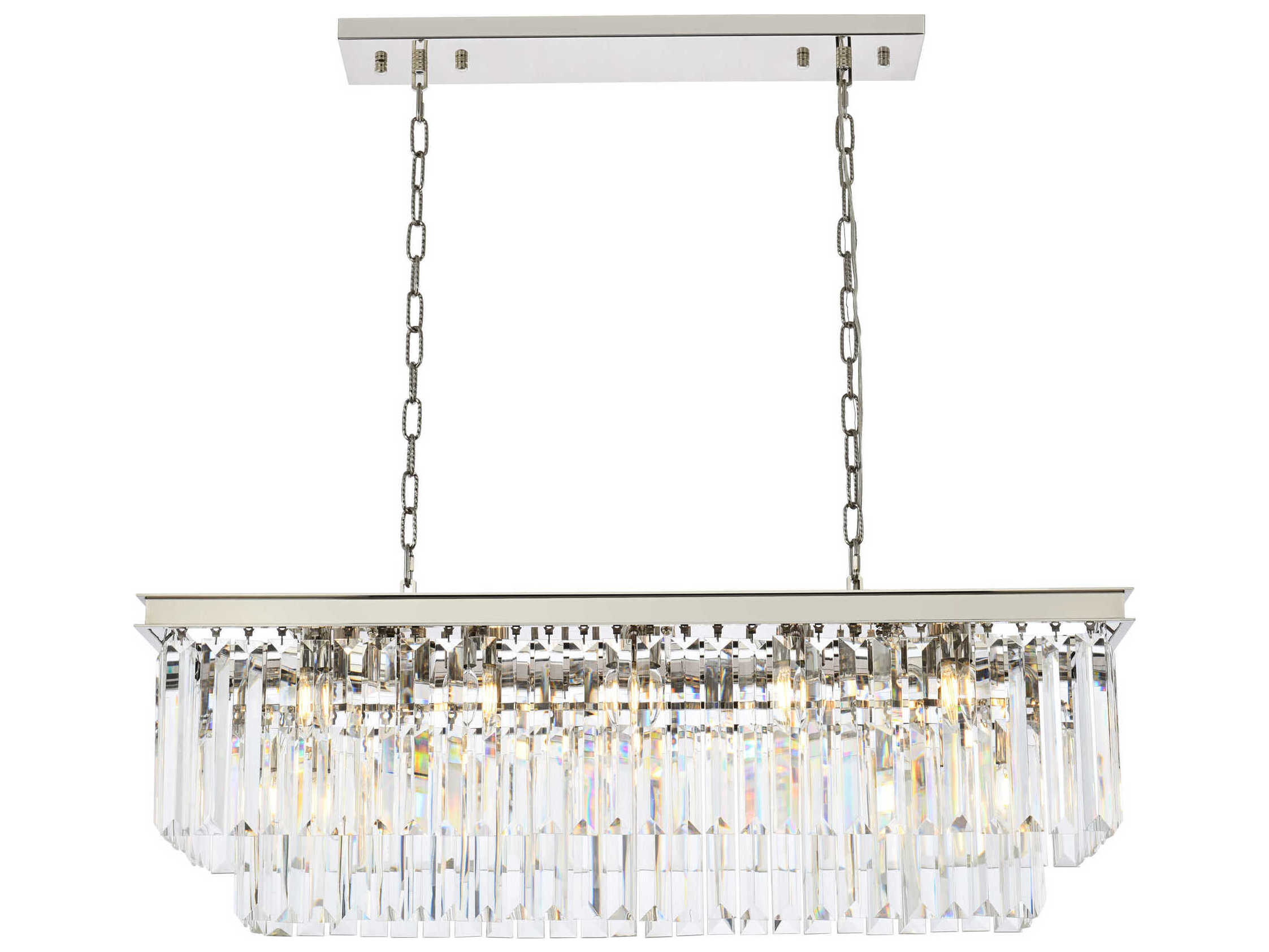 Elegant Lighting Sydney 12-Light Polished Nickel Clear Crystal Tiered Island Pendant