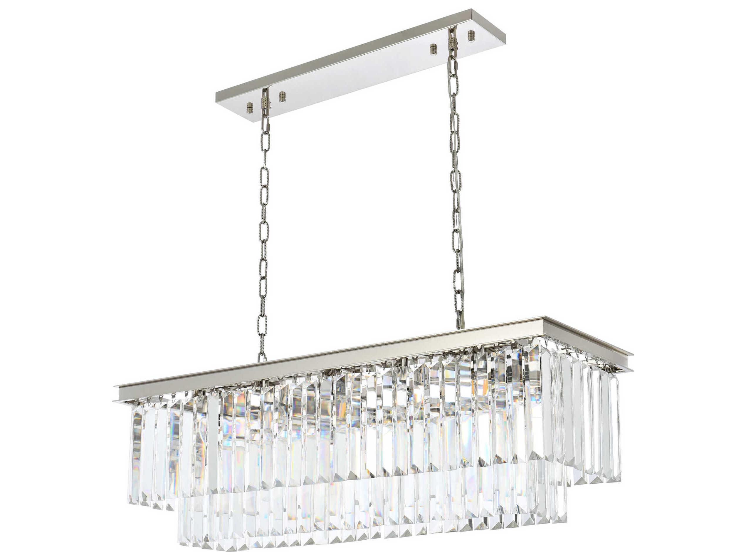 Elegant Lighting Sydney 12-Light Polished Nickel Clear Crystal Tiered Island Pendant