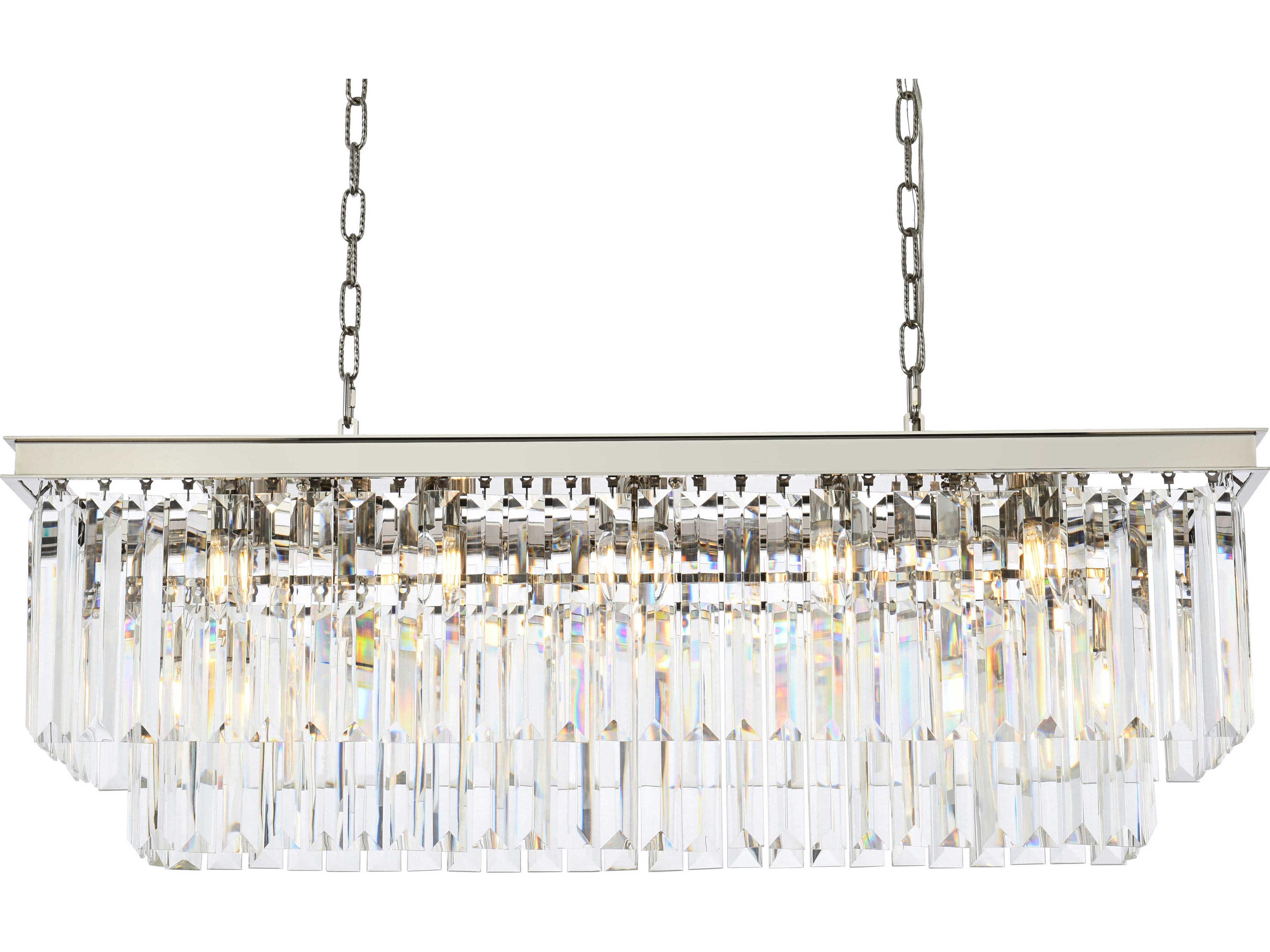 Elegant Lighting Sydney 12-Light Polished Nickel Clear Crystal Tiered Island Pendant