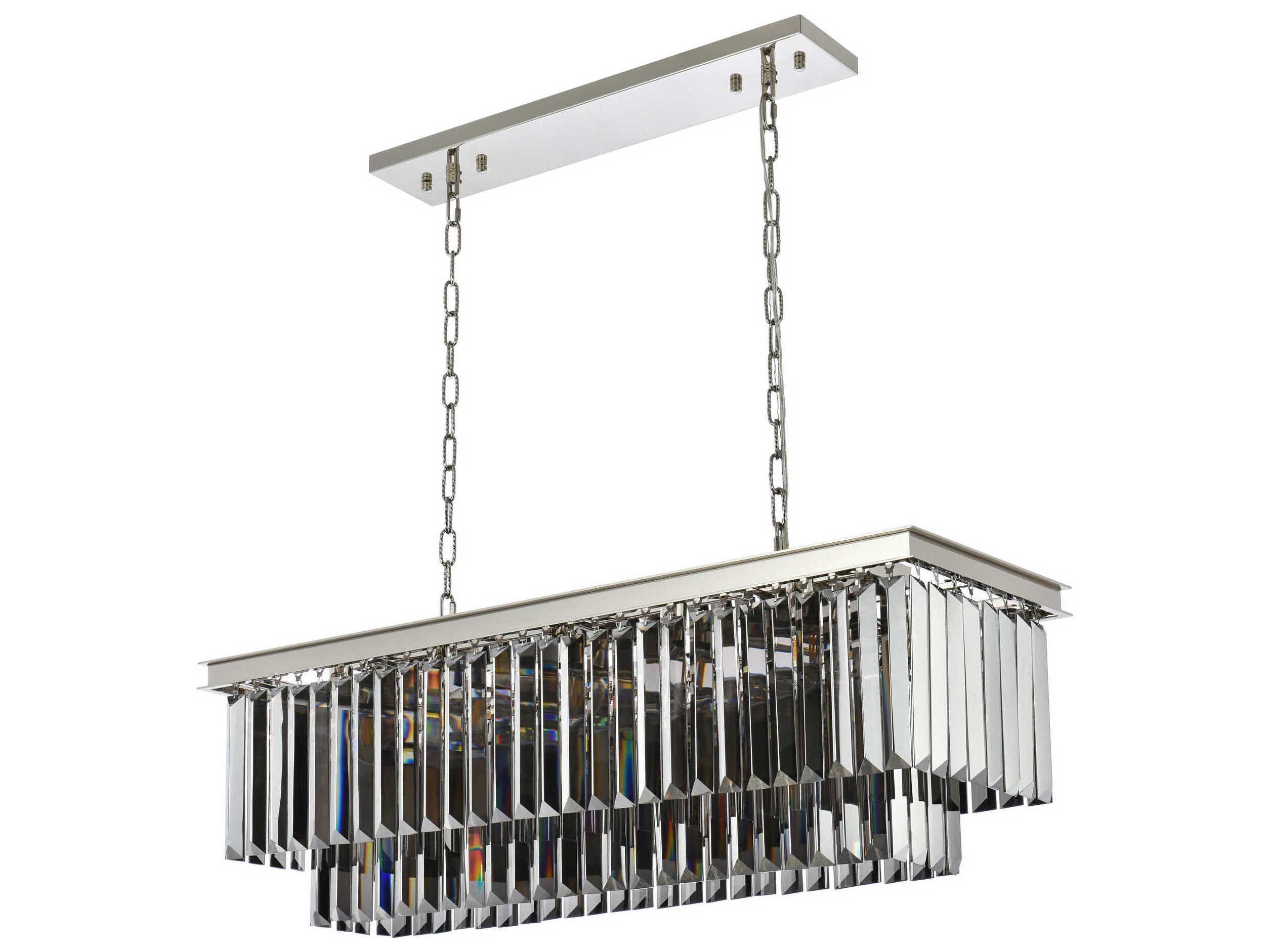 Elegant Lighting Sydney 12-Light Polished Nickel Silver Crystal Tiered Island Pendant