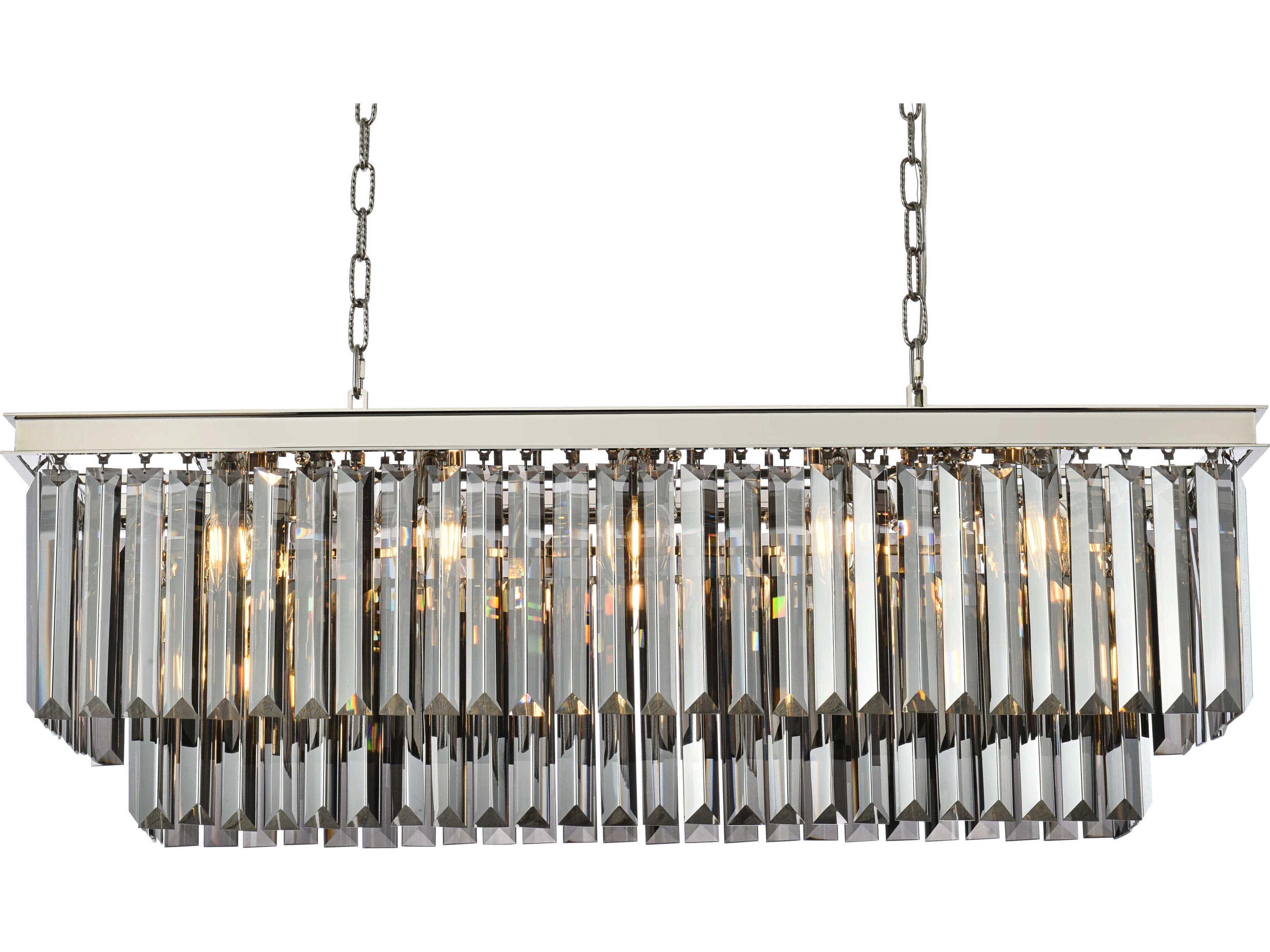 Elegant Lighting Sydney 12-Light Polished Nickel Silver Crystal Tiered Island Pendant