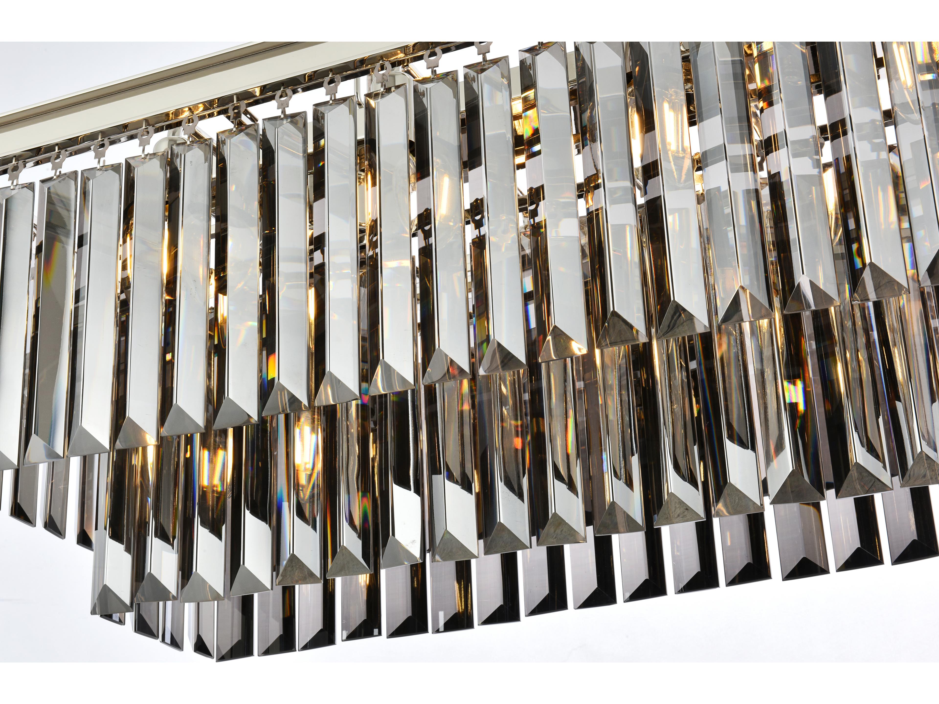 Elegant Lighting Sydney 12-Light Polished Nickel Silver Crystal Tiered Island Pendant