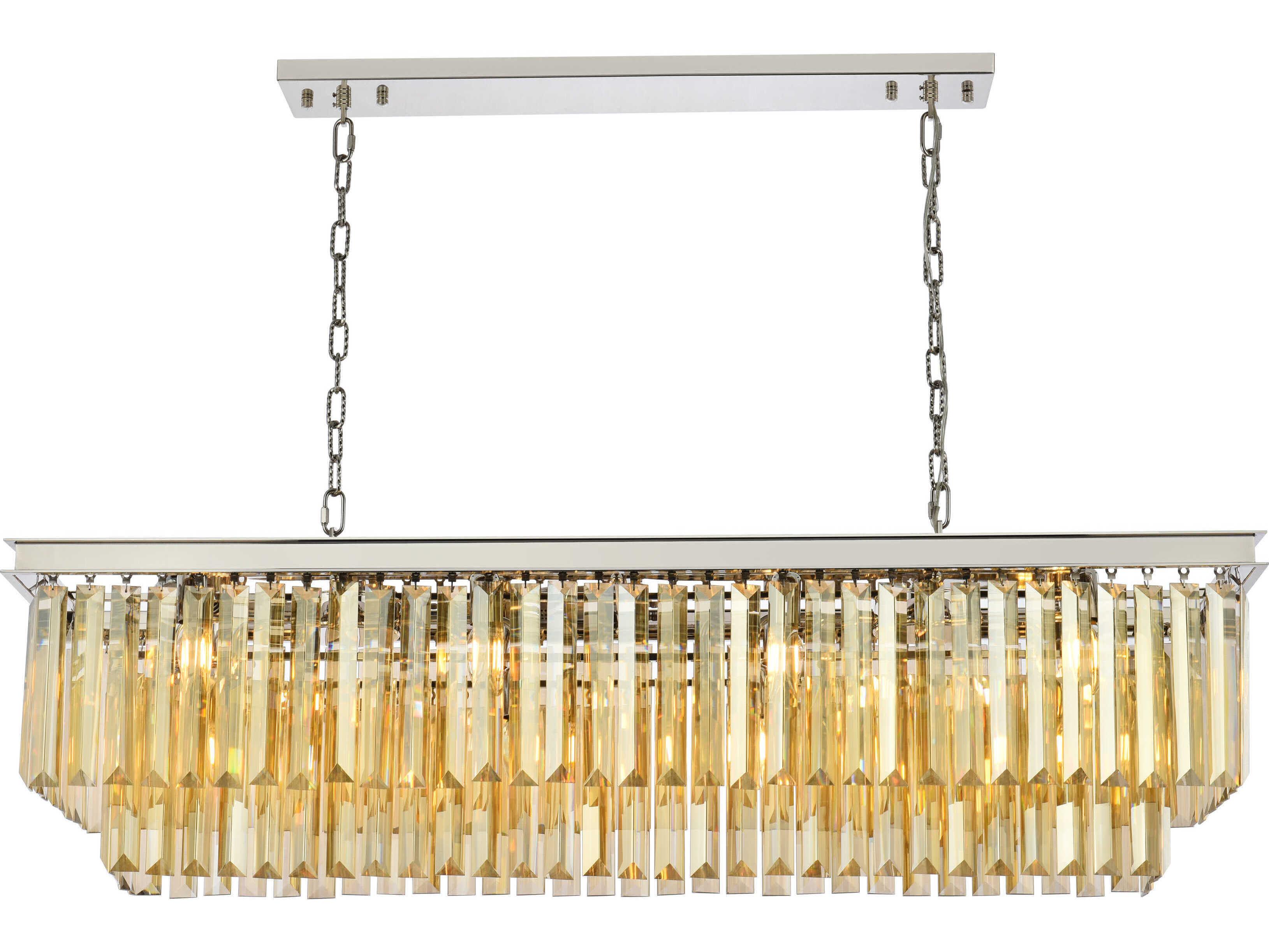 Elegant Lighting Sydney 12-Light Polished Nickel Gold Crystal Tiered Island Pendant