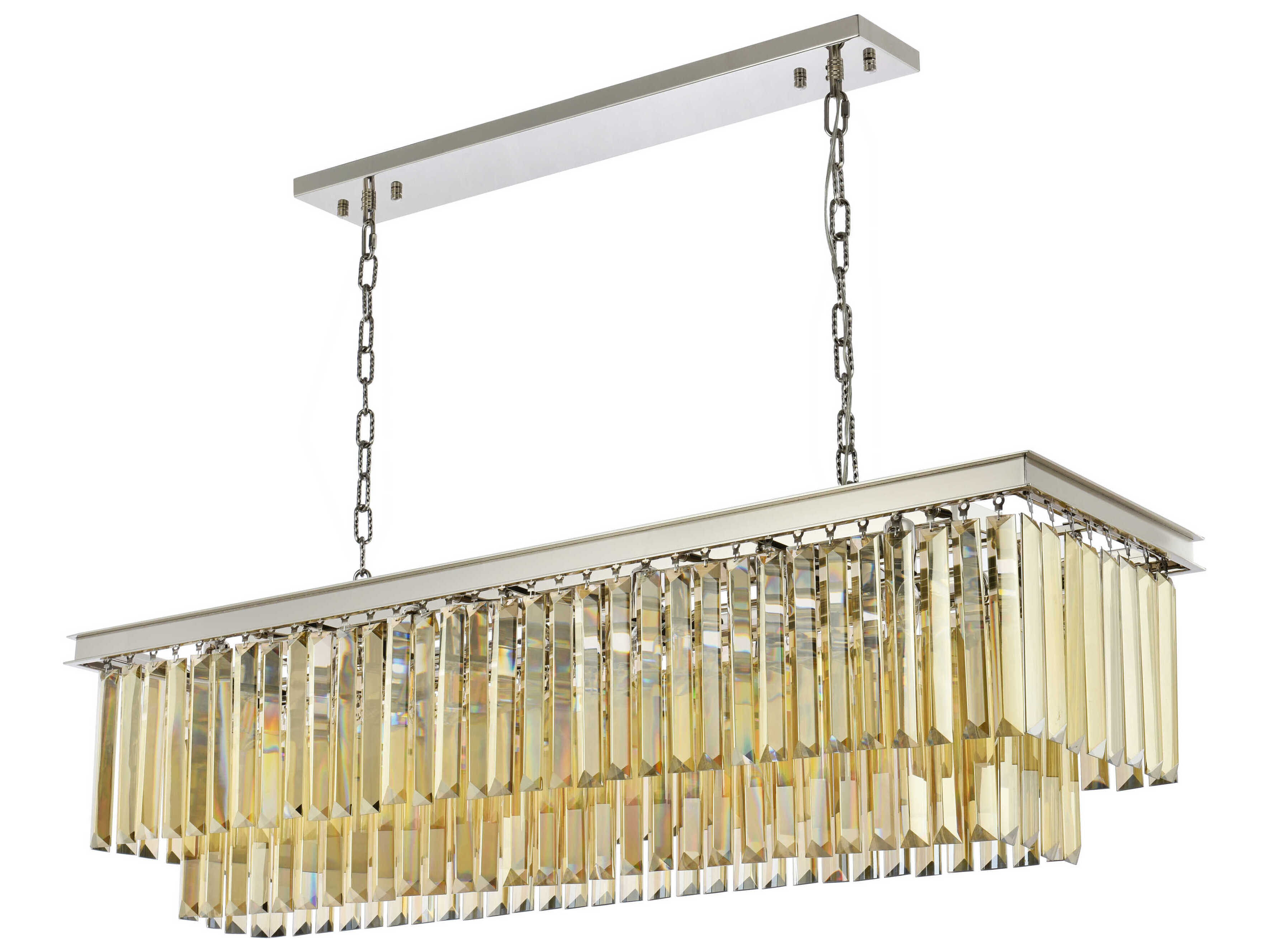 Elegant Lighting Sydney 12-Light Polished Nickel Gold Crystal Tiered Island Pendant