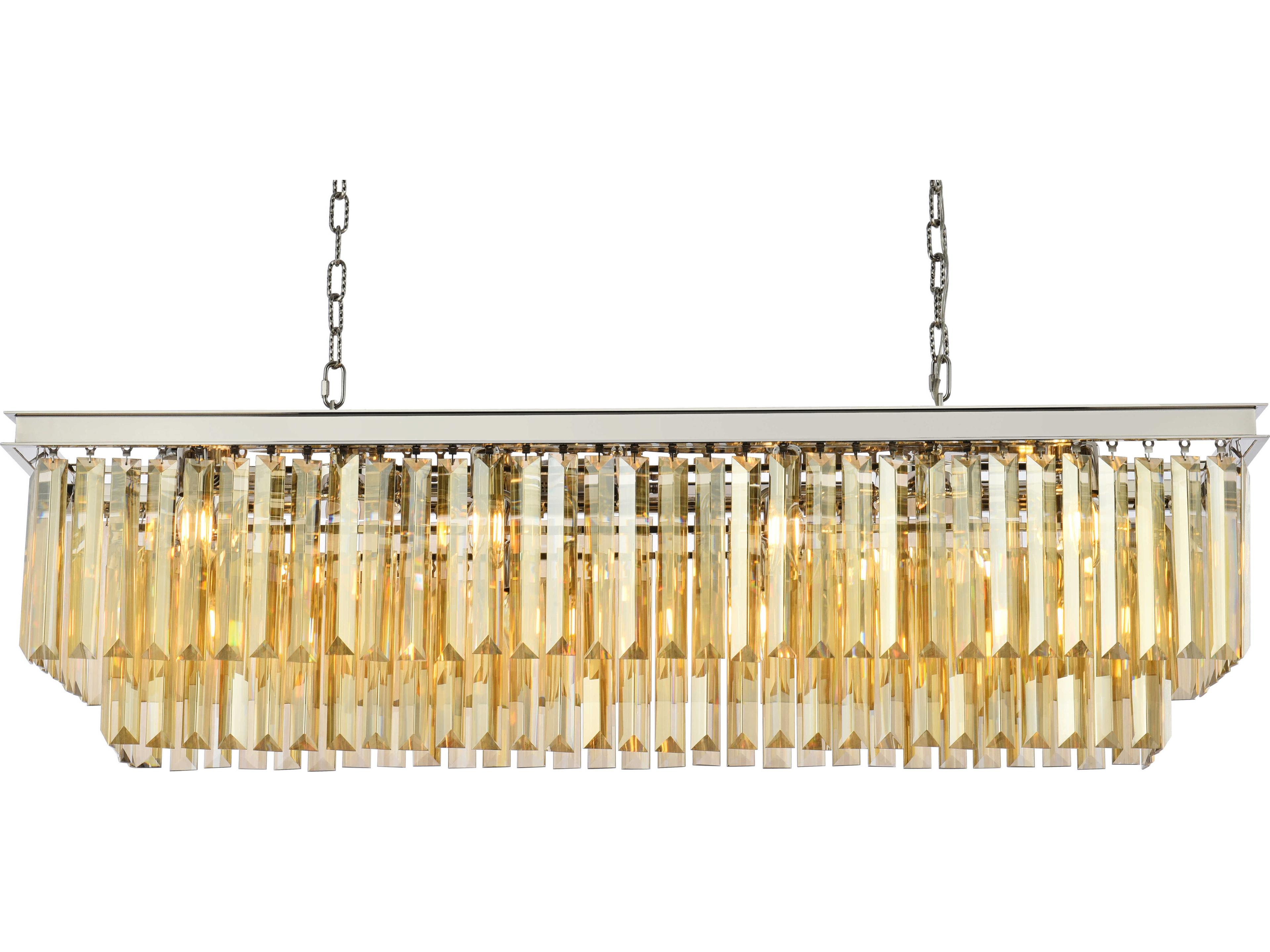 Elegant Lighting Sydney 12-Light Polished Nickel Gold Crystal Tiered Island Pendant