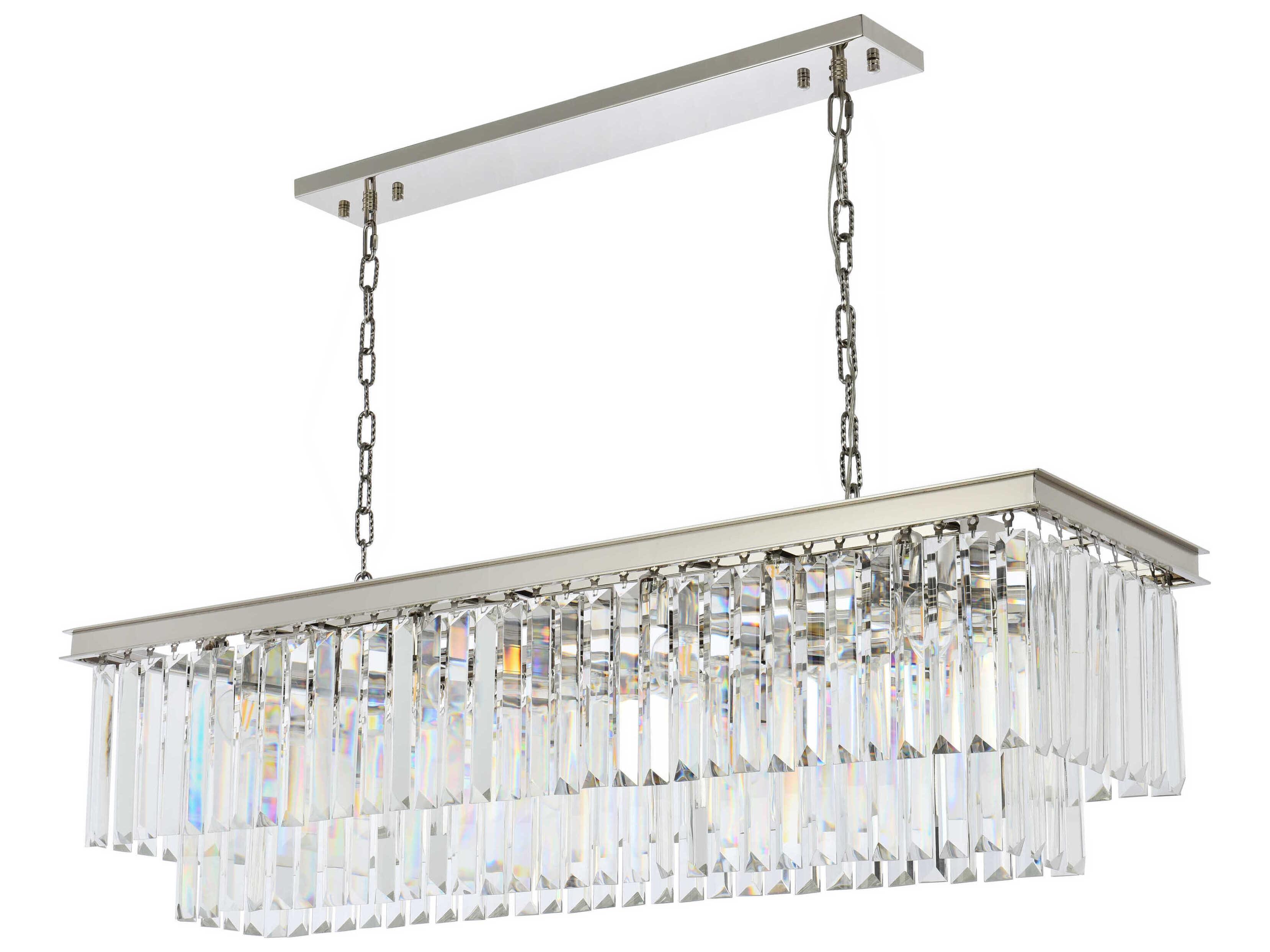 Elegant Lighting Sydney 12-Light Polished Nickel Clear Crystal Tiered Island Pendant