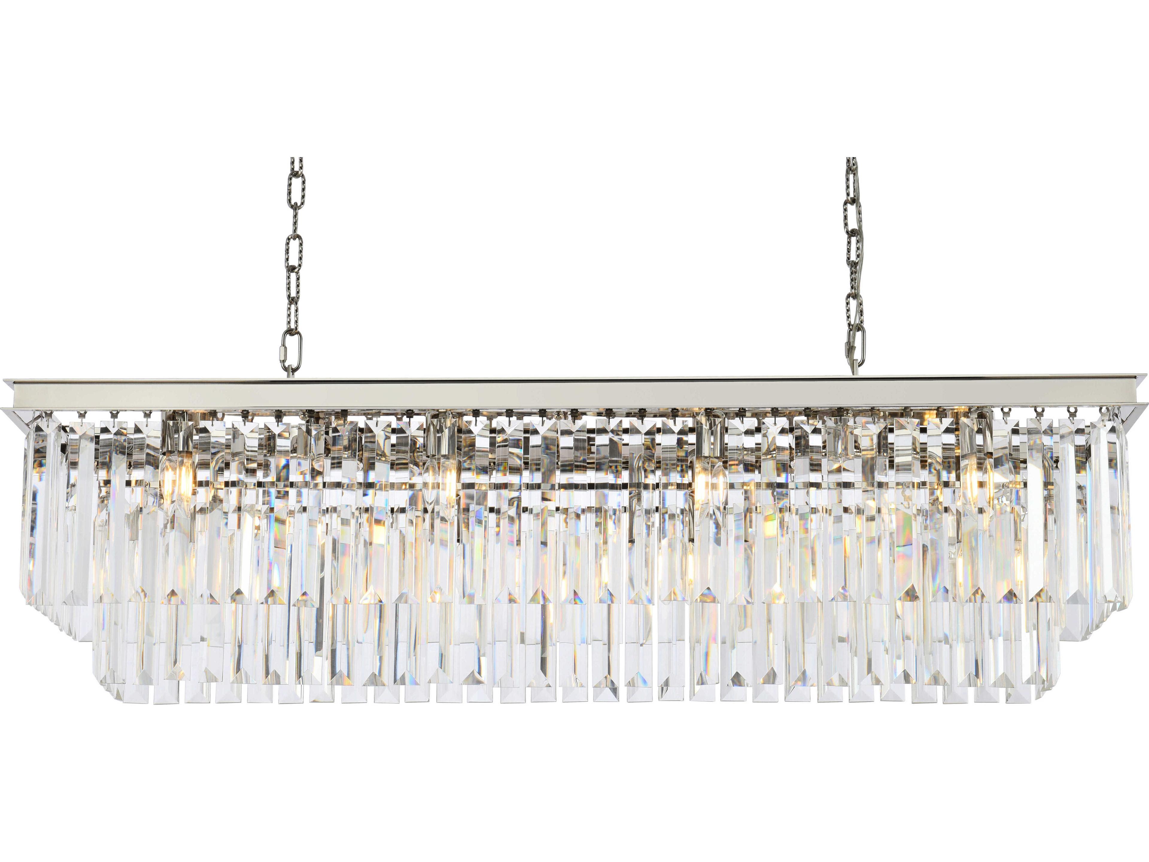 Elegant Lighting Sydney 12-Light Polished Nickel Clear Crystal Tiered Island Pendant