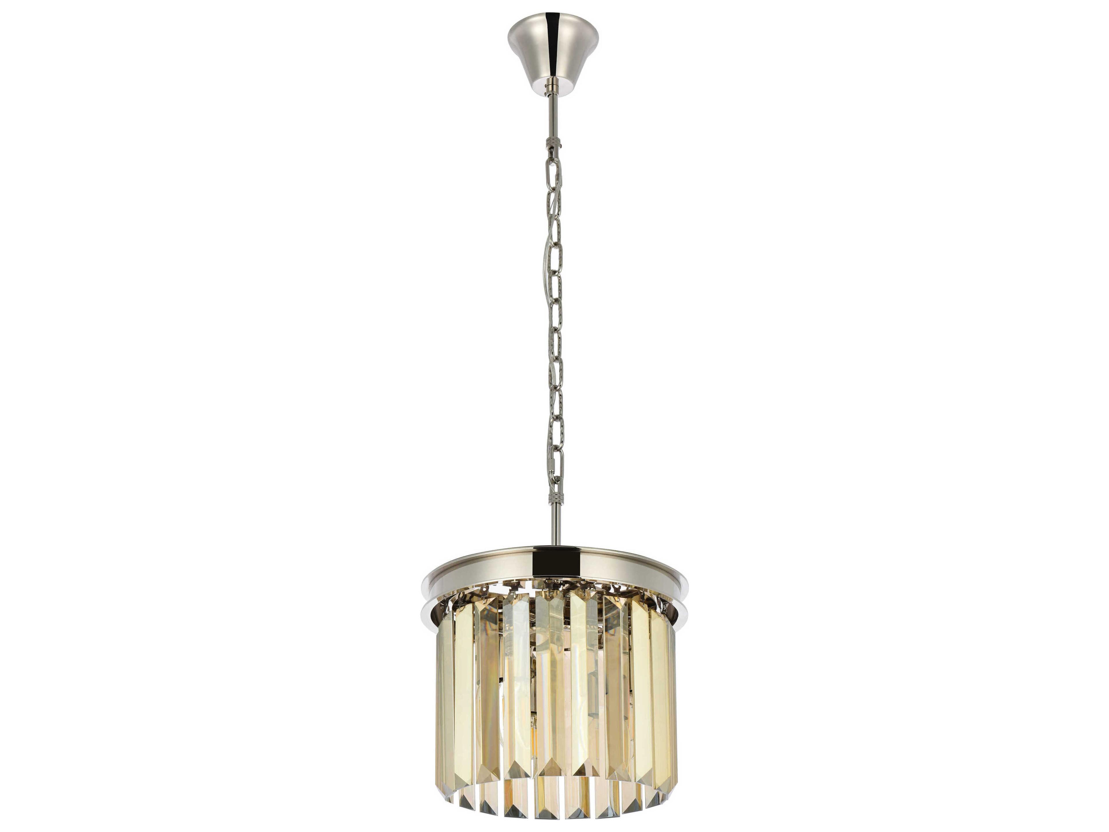 Elegant Lighting Sydney 3-Light Polished Nickel Gold Crystal Drum Mini Pendant