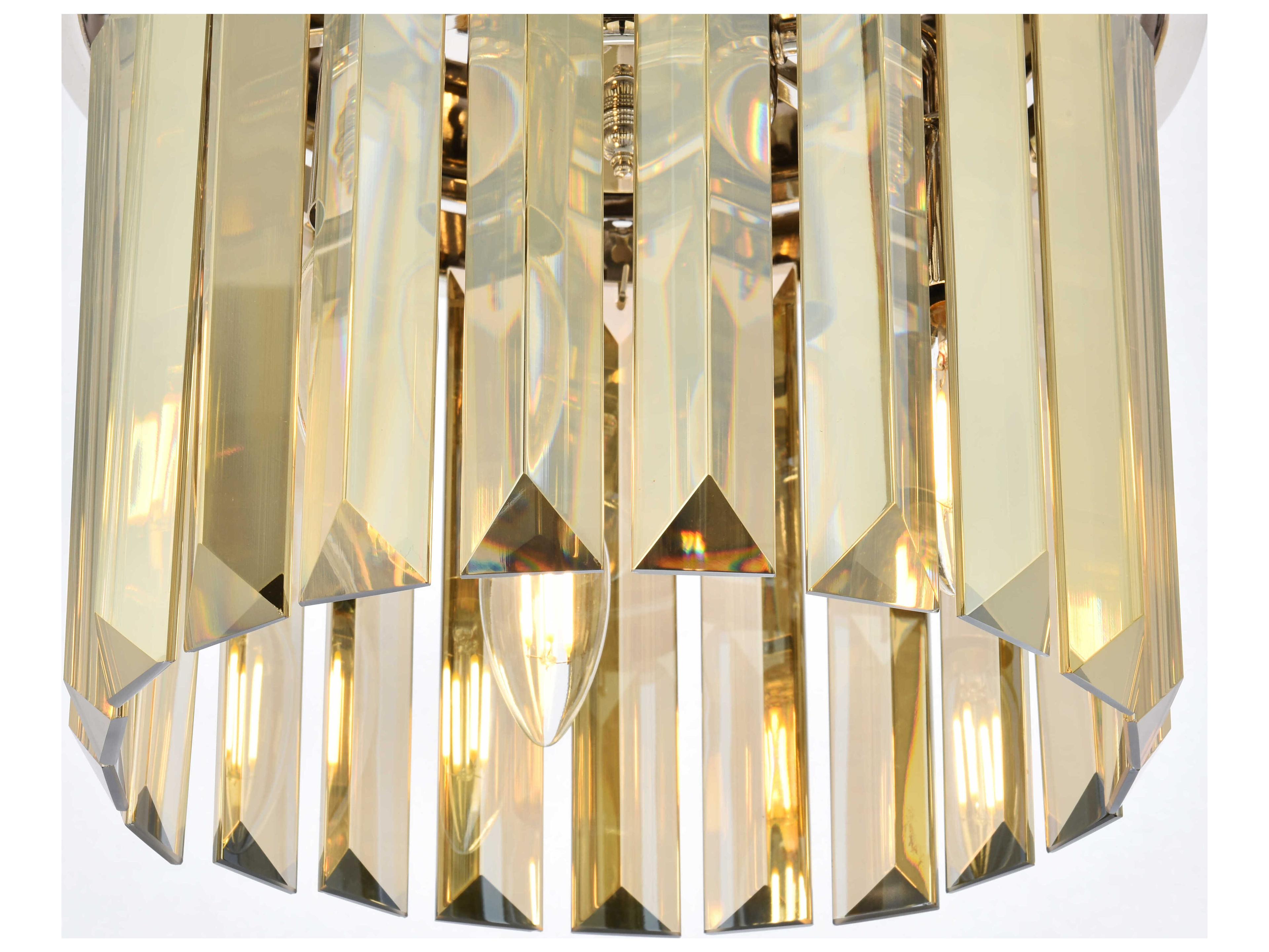 Elegant Lighting Sydney 3-Light Polished Nickel Gold Crystal Drum Mini Pendant