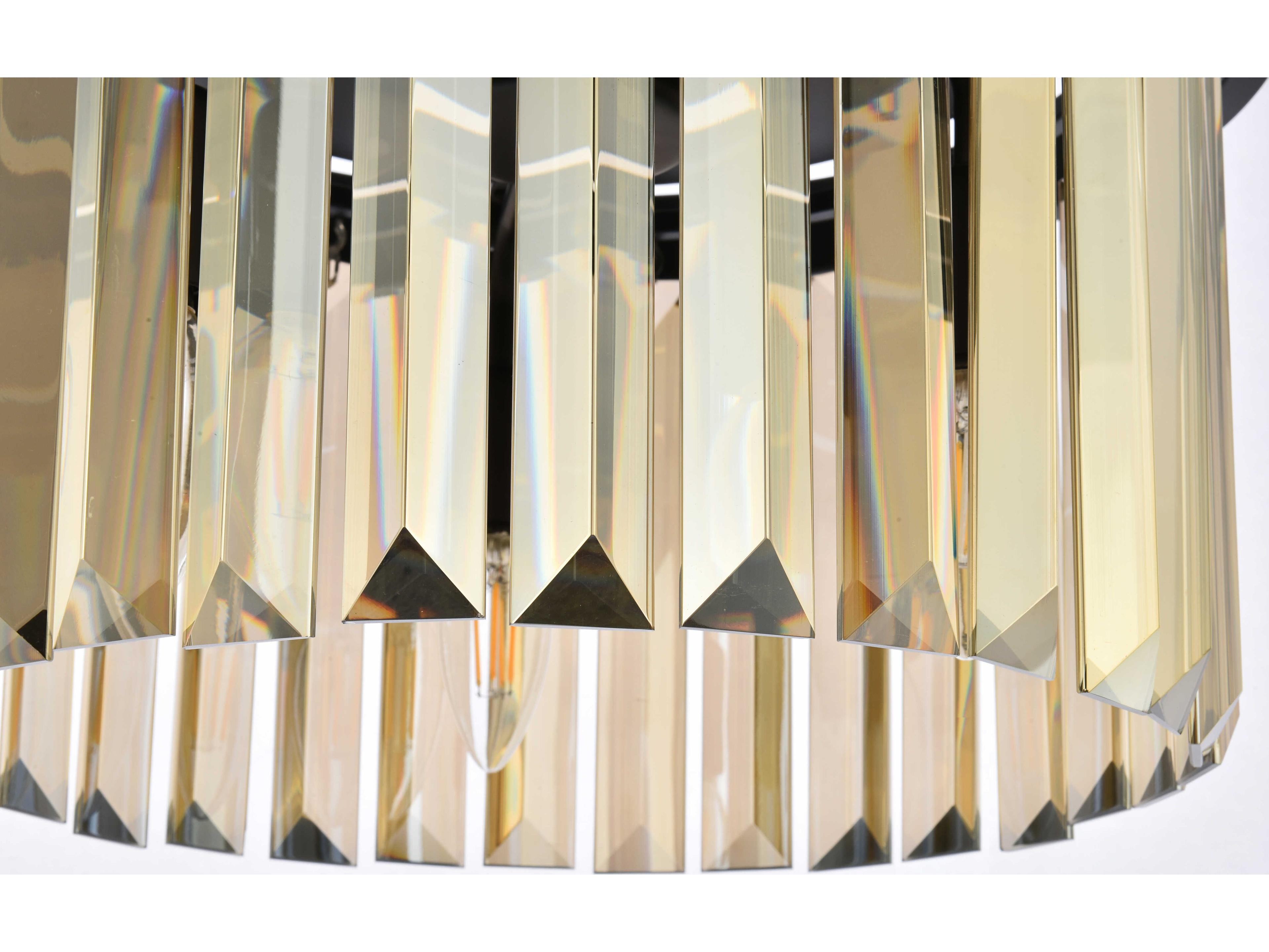 Elegant Lighting Sydney 3-Light Matte Black Gold Crystal Drum Pendant