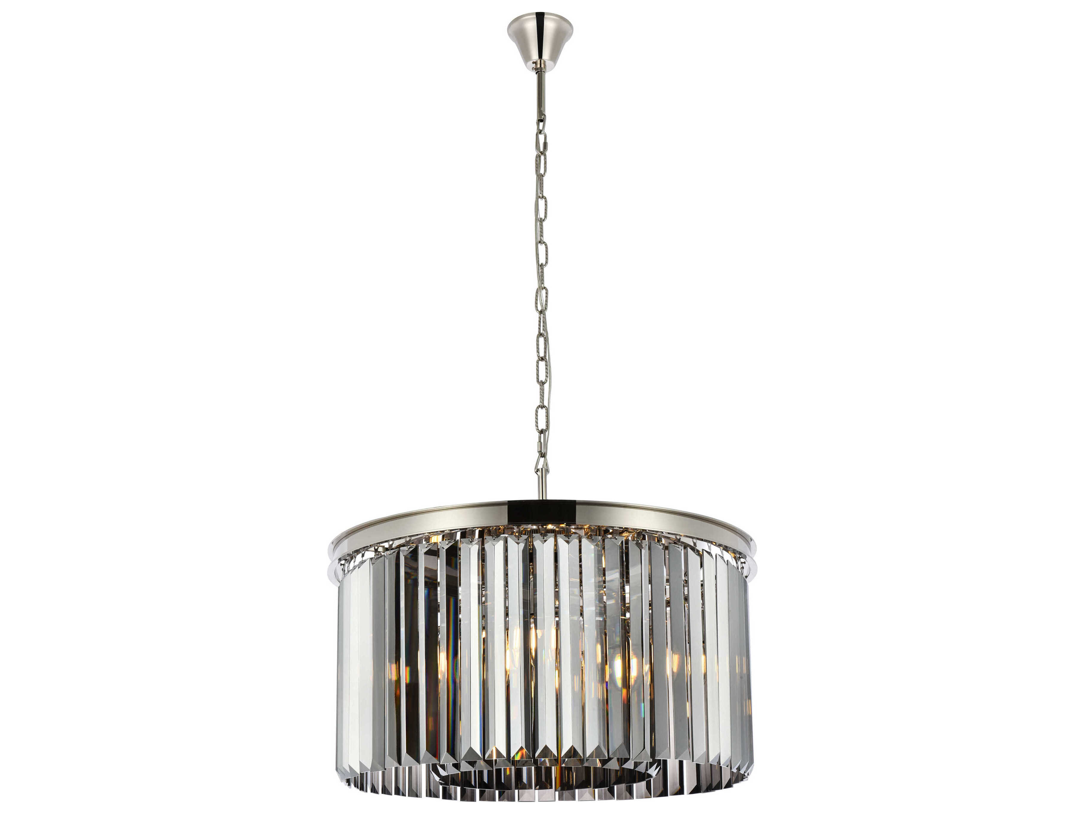 Elegant Lighting Sydney 8-Light Polished Nickel Silver Crystal Drum Pendant