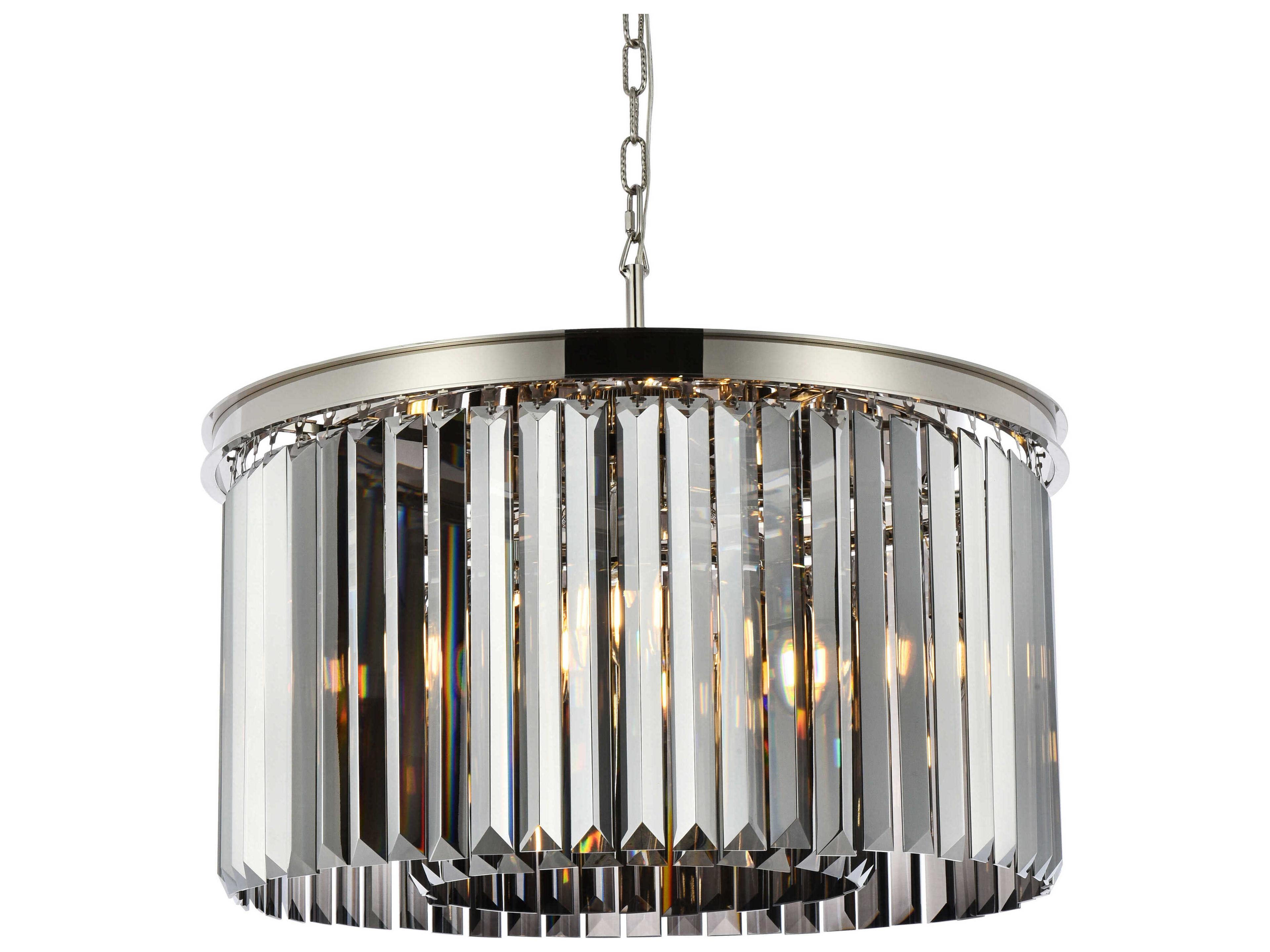 Elegant Lighting Sydney 8-Light Polished Nickel Silver Crystal Drum Pendant