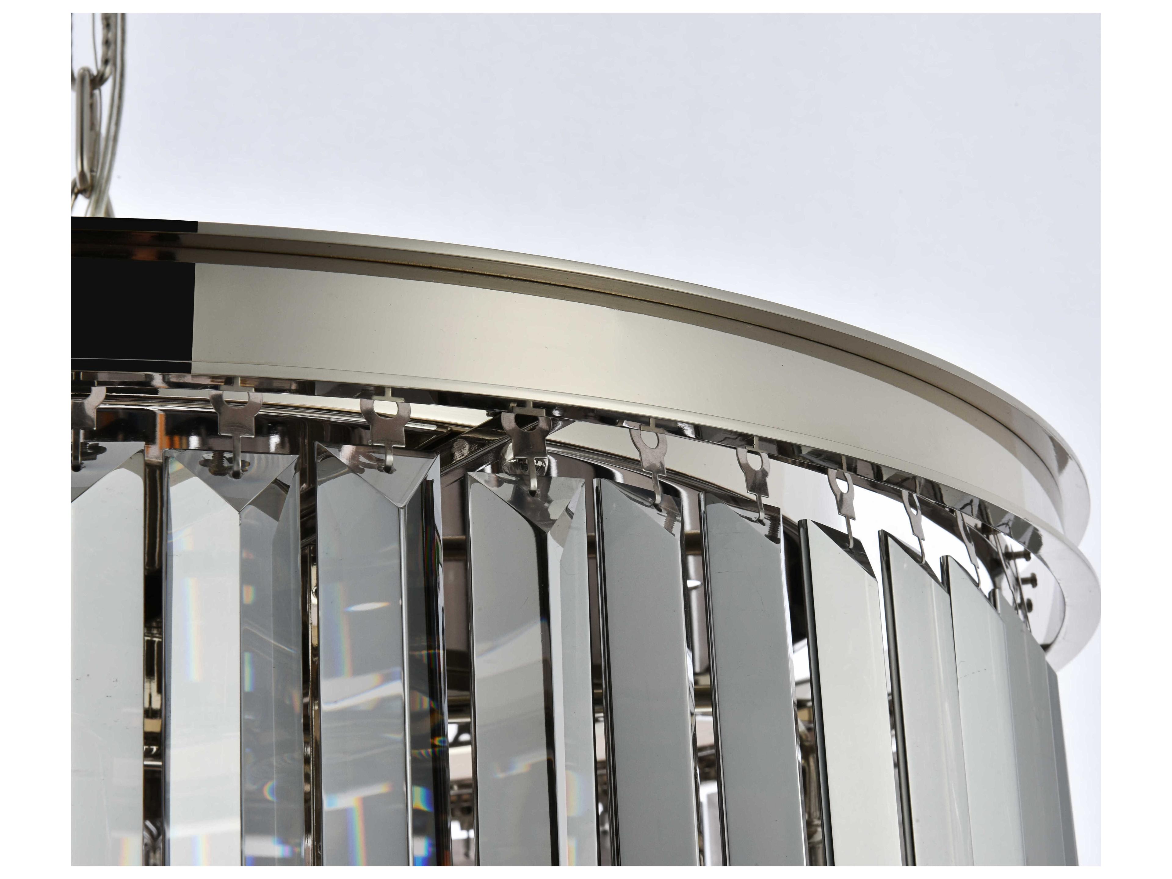 Elegant Lighting Sydney 8-Light Polished Nickel Silver Crystal Drum Pendant