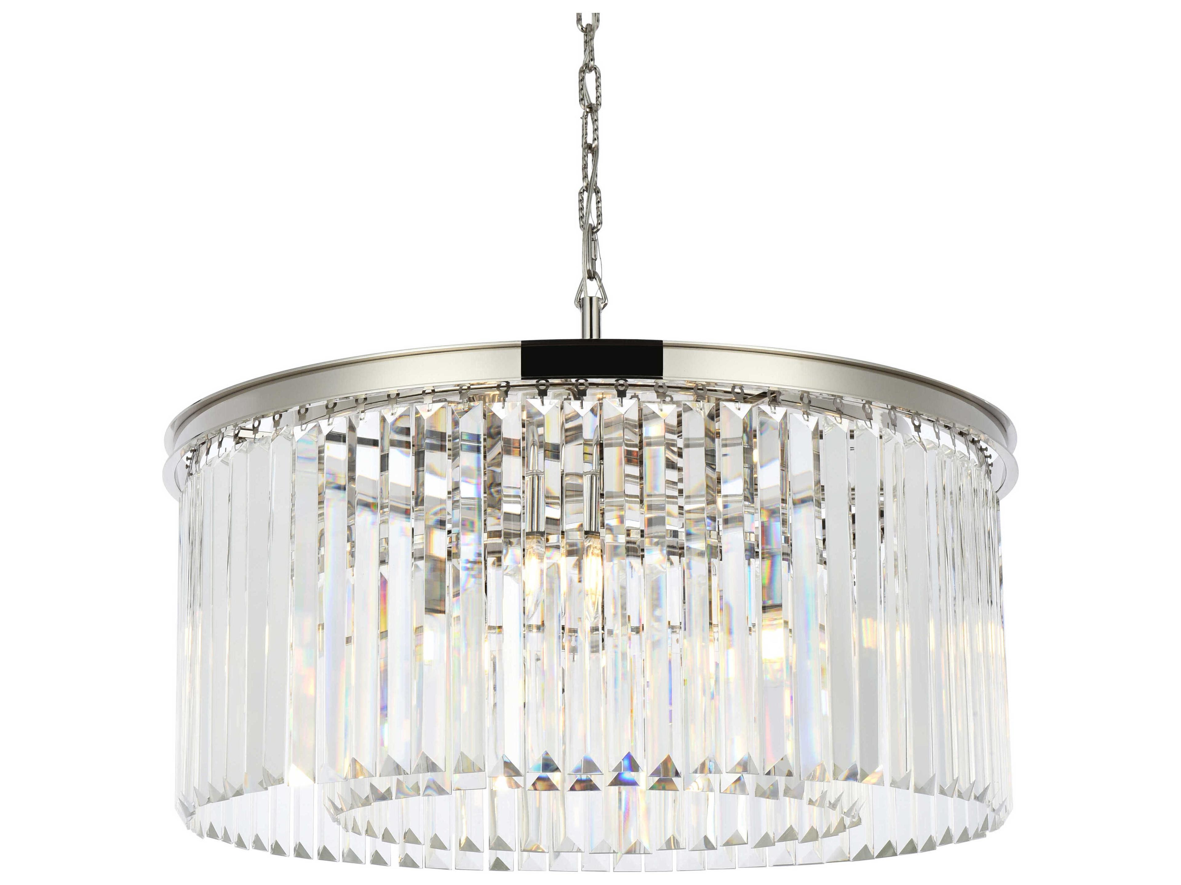 Elegant Lighting Sydney 8-Light Polished Nickel Clear Crystal Drum Pendant