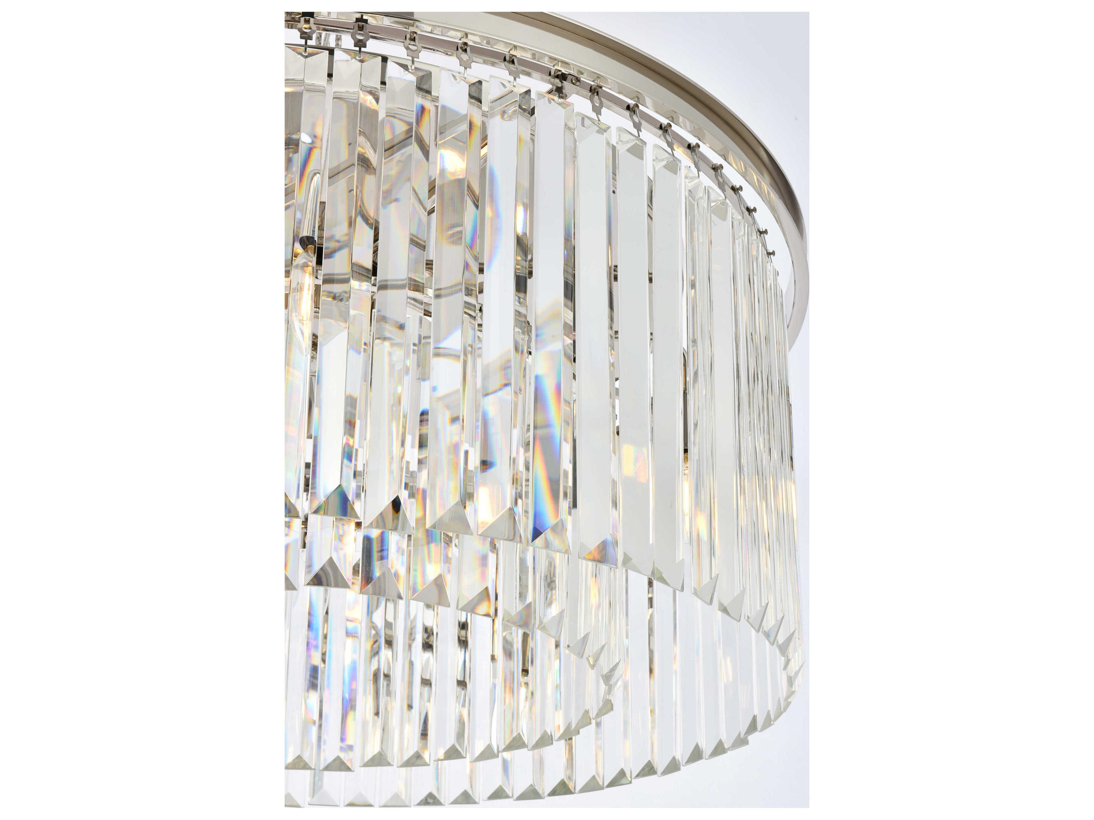 Elegant Lighting Sydney 8-Light Polished Nickel Clear Crystal Drum Pendant